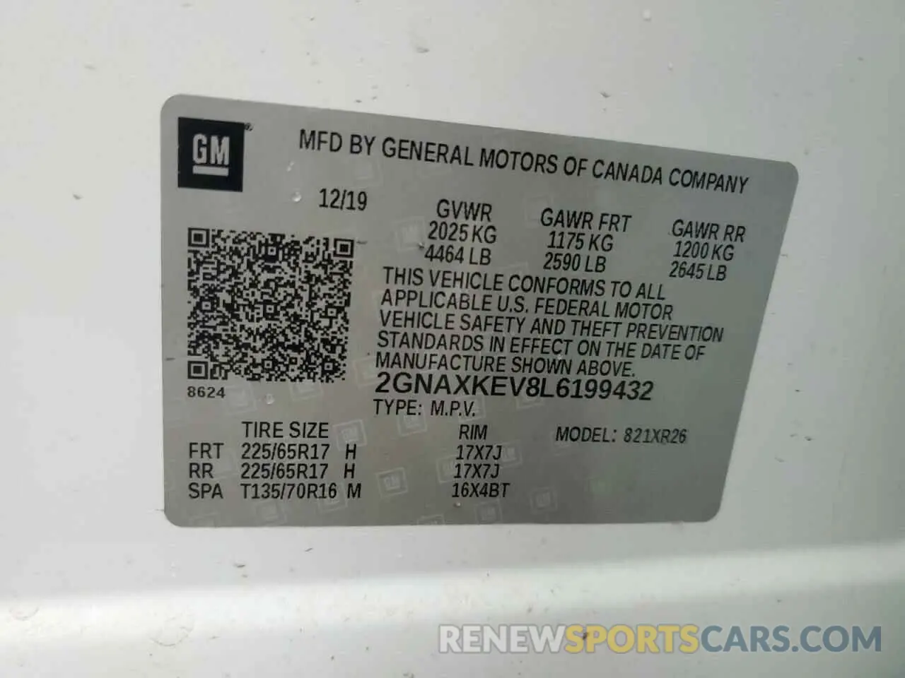 13 Photograph of a damaged car 2GNAXKEV8L6199432 CHEVROLET EQUINOX 2020