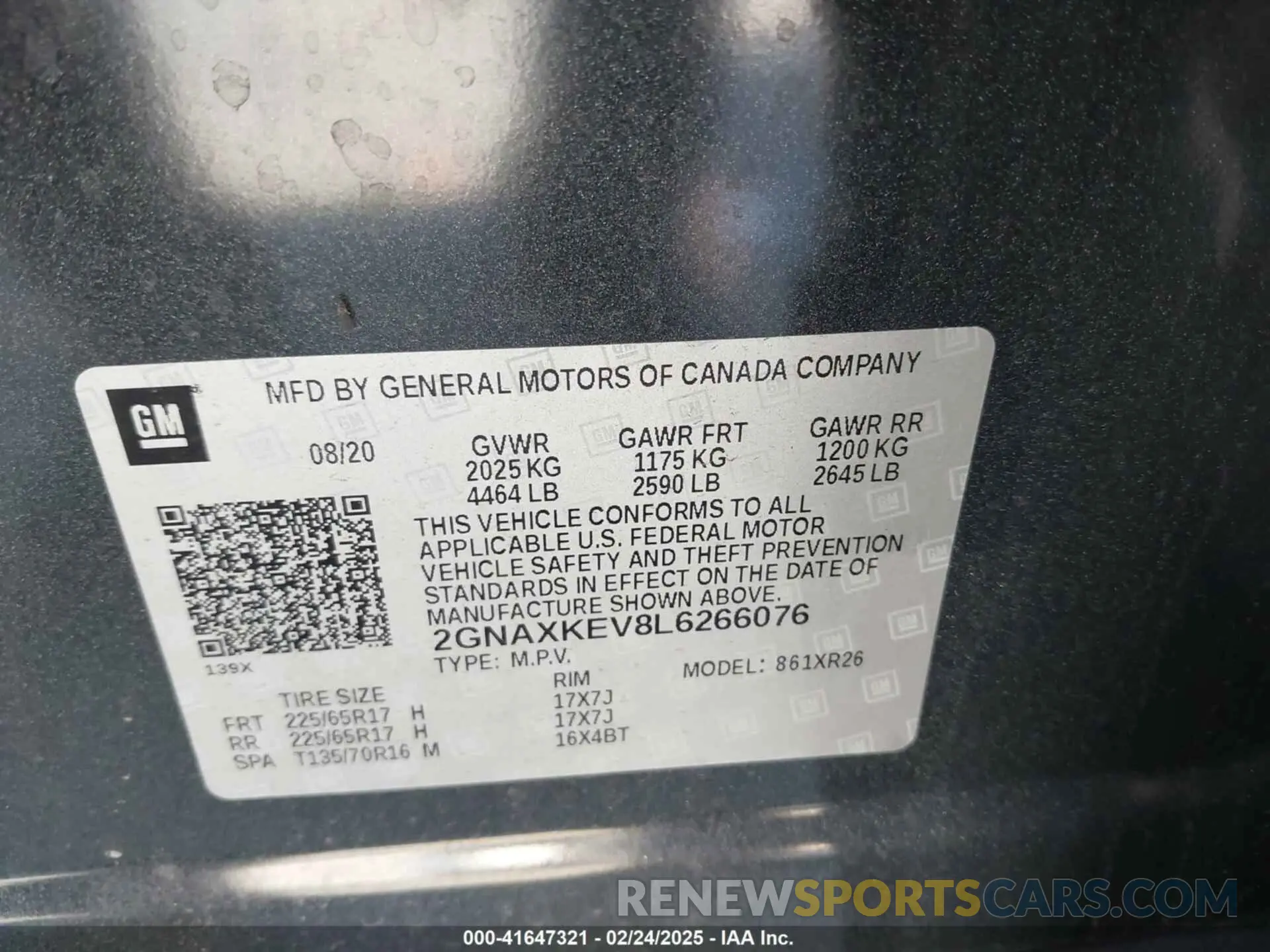 9 Photograph of a damaged car 2GNAXKEV8L6266076 CHEVROLET EQUINOX 2020