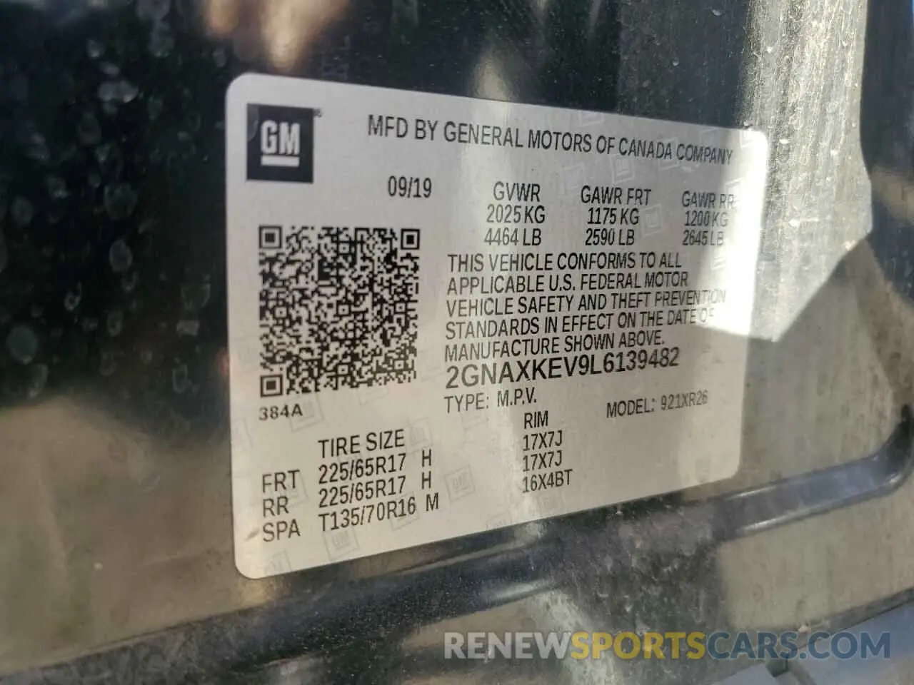 13 Photograph of a damaged car 2GNAXKEV9L6139482 CHEVROLET EQUINOX 2020