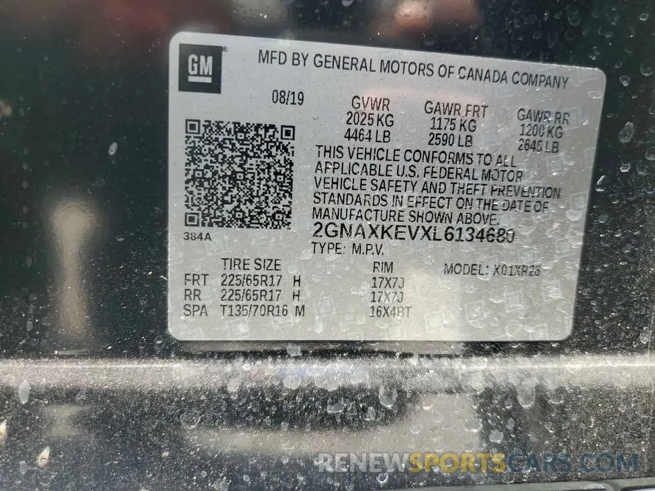 14 Photograph of a damaged car 2GNAXKEVXL6134680 CHEVROLET EQUINOX 2020