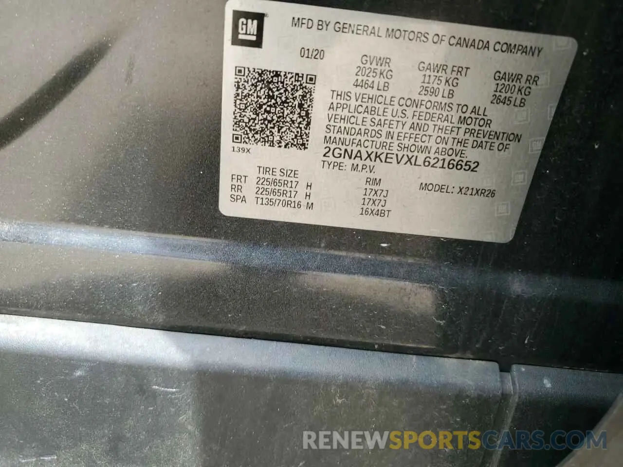 13 Photograph of a damaged car 2GNAXKEVXL6216652 CHEVROLET EQUINOX 2020