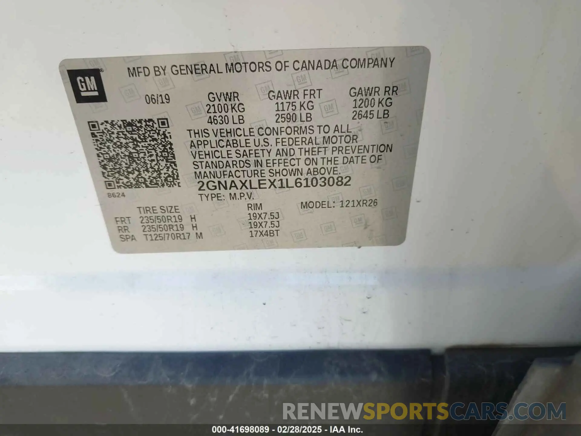 9 Photograph of a damaged car 2GNAXLEX1L6103082 CHEVROLET EQUINOX 2020