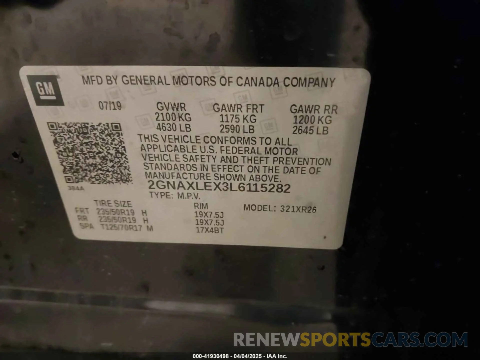 9 Photograph of a damaged car 2GNAXLEX3L6115282 CHEVROLET EQUINOX 2020