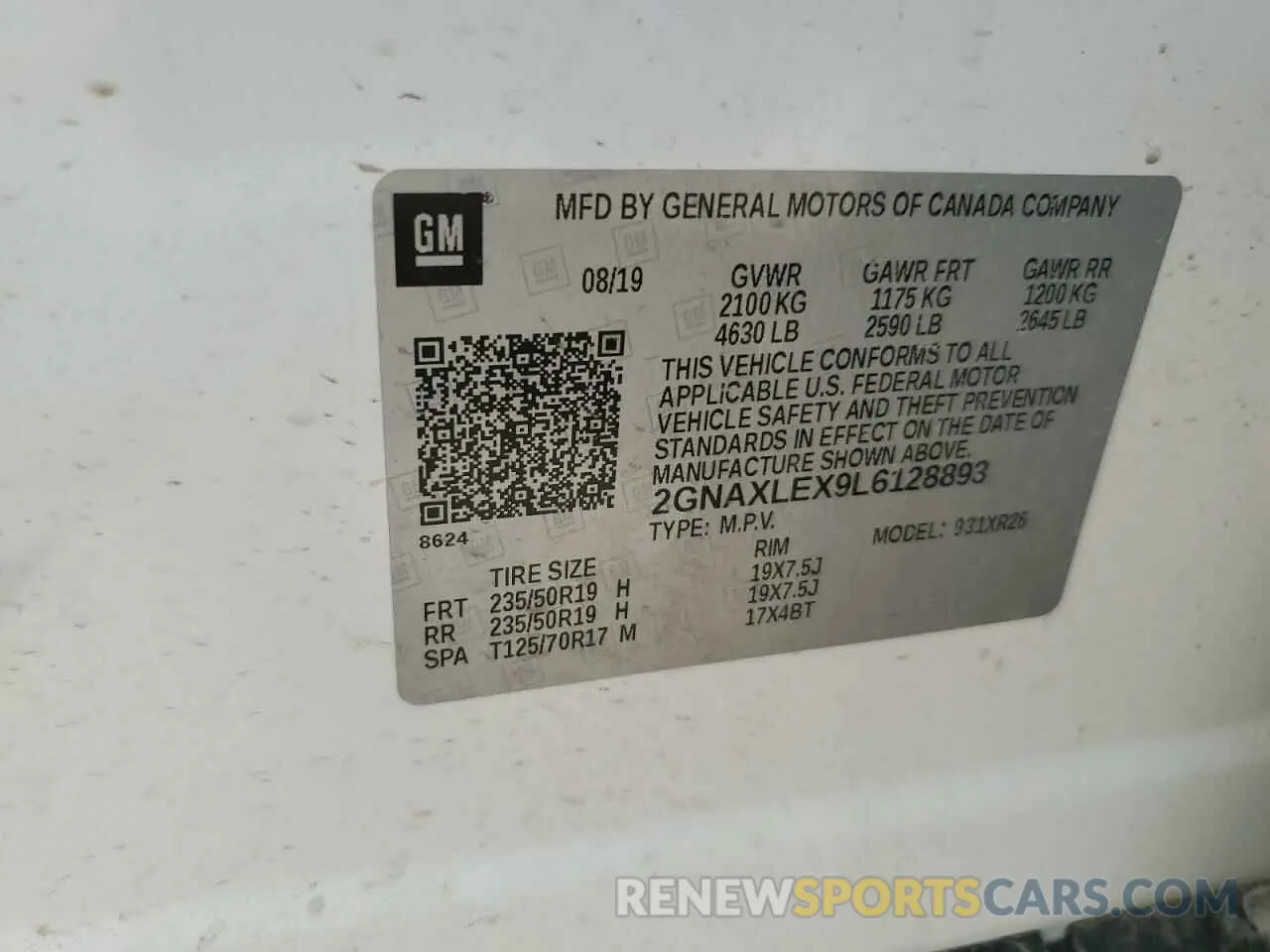 13 Photograph of a damaged car 2GNAXLEX9L6128893 CHEVROLET EQUINOX 2020