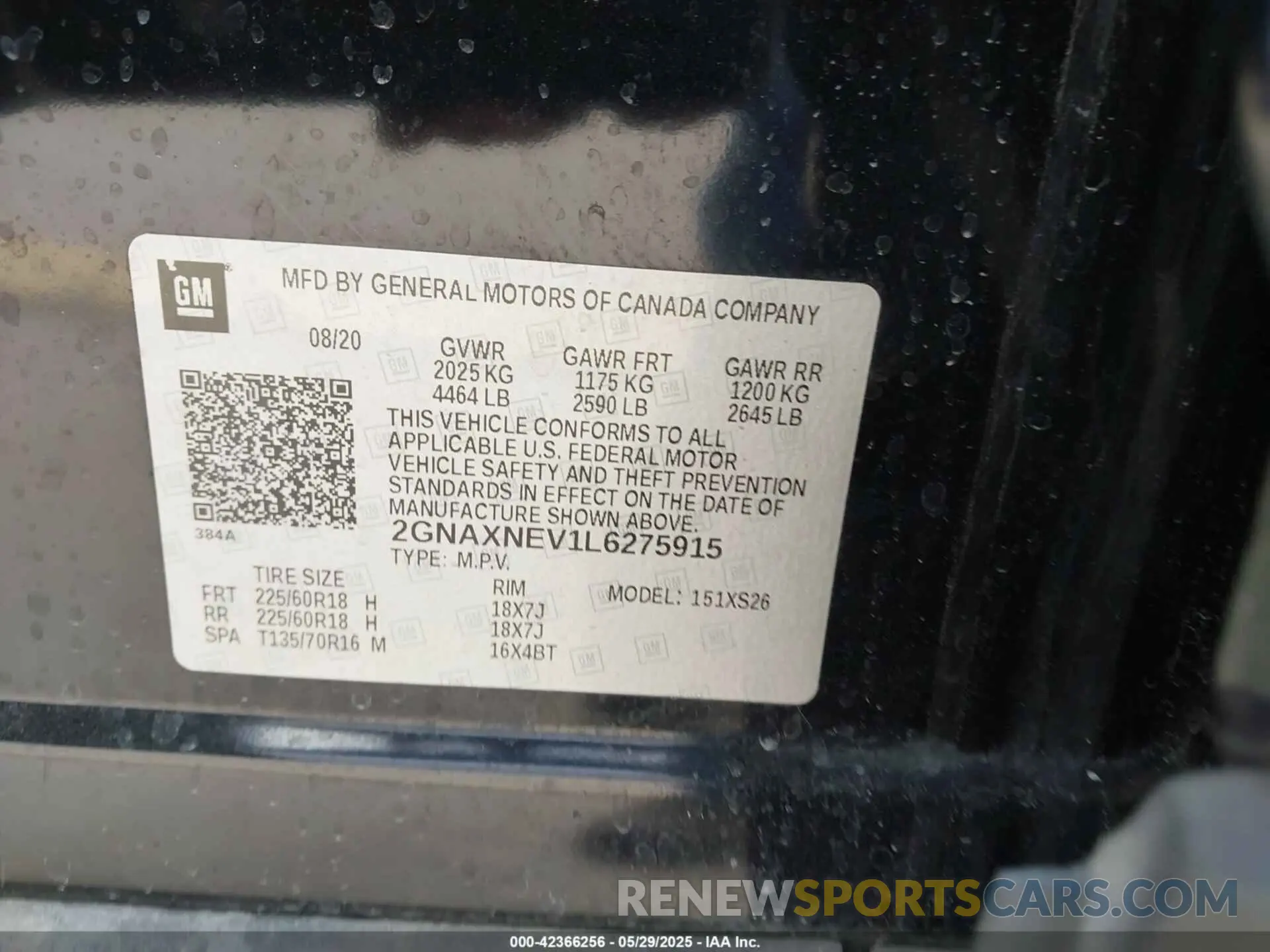 9 Photograph of a damaged car 2GNAXNEV1L6275915 CHEVROLET EQUINOX 2020