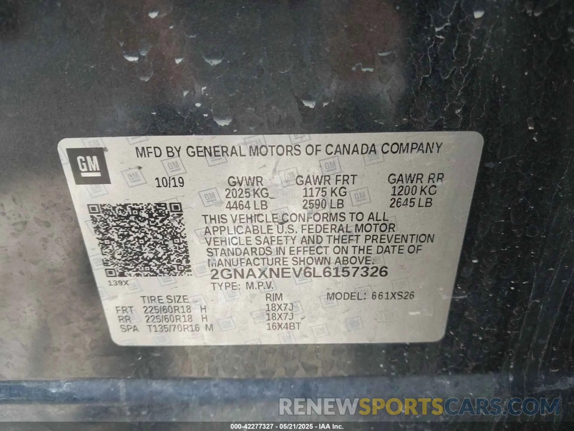 9 Photograph of a damaged car 2GNAXNEV6L6157326 CHEVROLET EQUINOX 2020