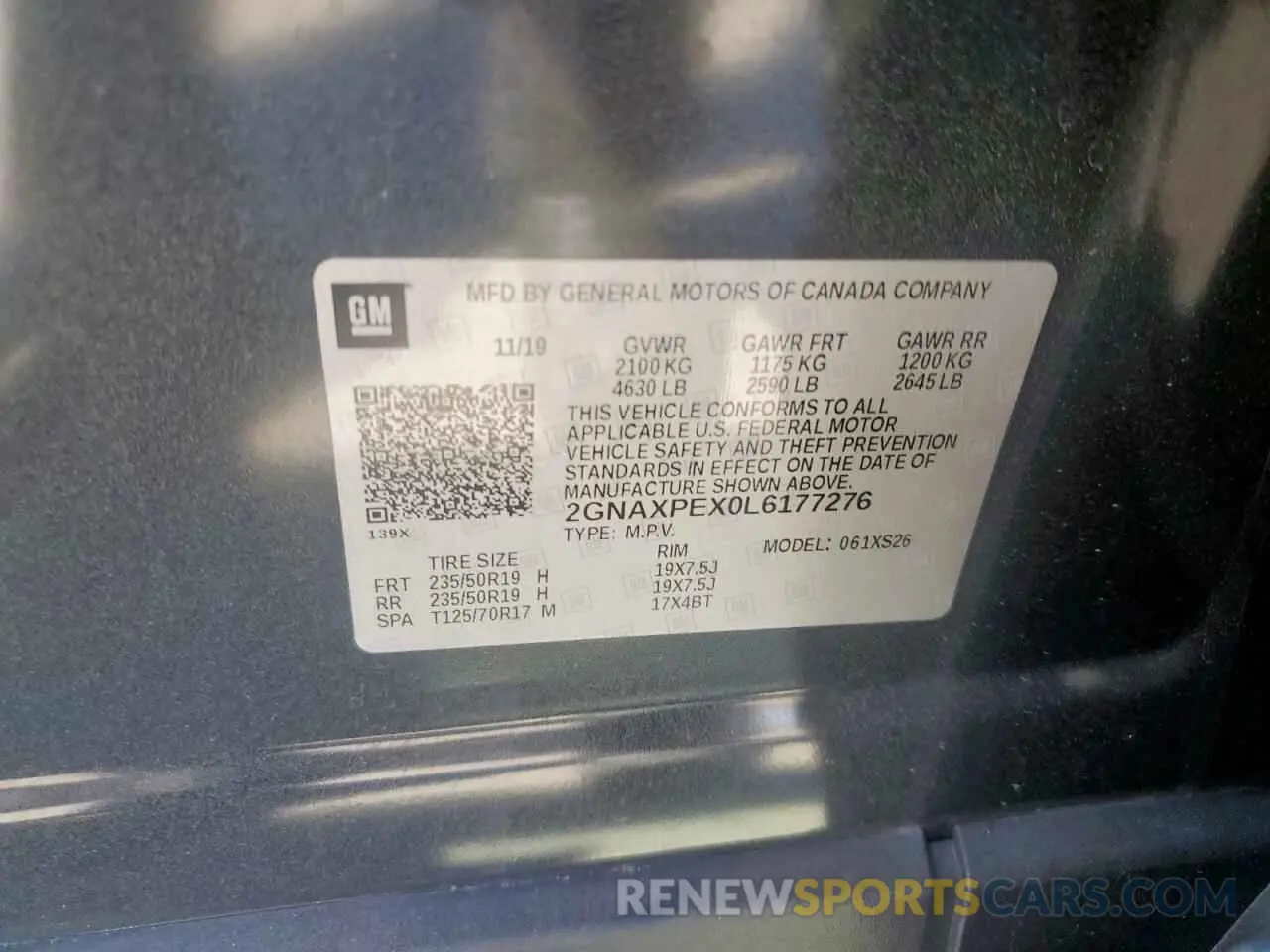 13 Photograph of a damaged car 2GNAXPEX0L6177276 CHEVROLET EQUINOX 2020