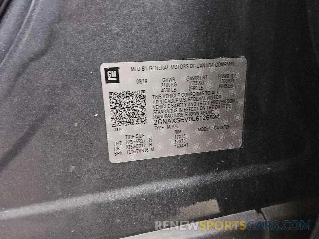 13 Photograph of a damaged car 2GNAXSEV0L6126524 CHEVROLET EQUINOX 2020
