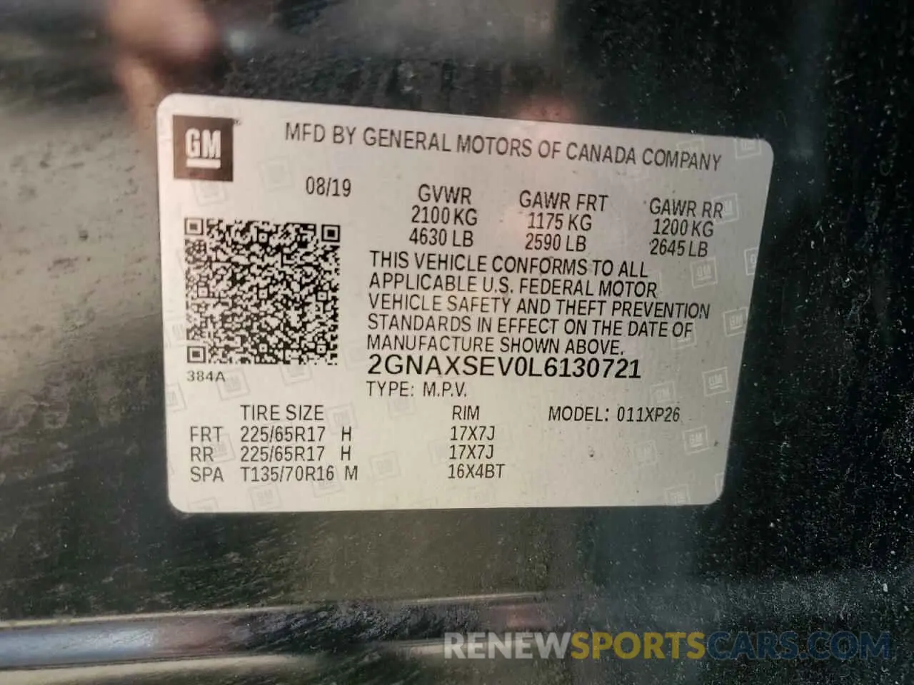 13 Photograph of a damaged car 2GNAXSEV0L6130721 CHEVROLET EQUINOX 2020