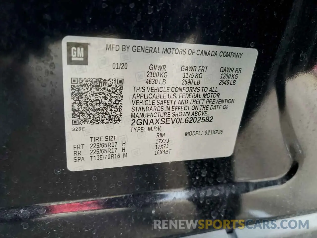 13 Photograph of a damaged car 2GNAXSEV0L6202582 CHEVROLET EQUINOX 2020