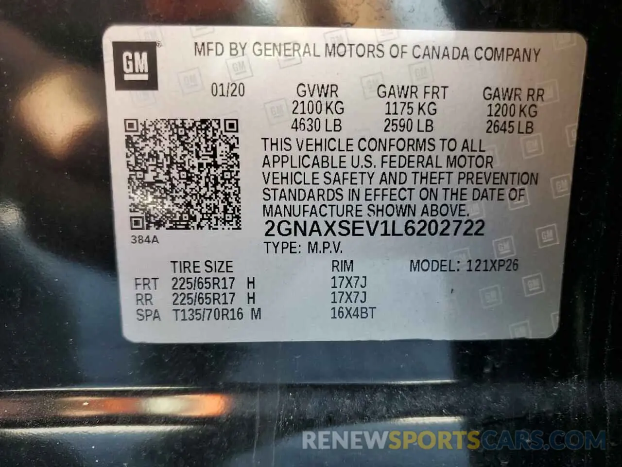 13 Photograph of a damaged car 2GNAXSEV1L6202722 CHEVROLET EQUINOX 2020
