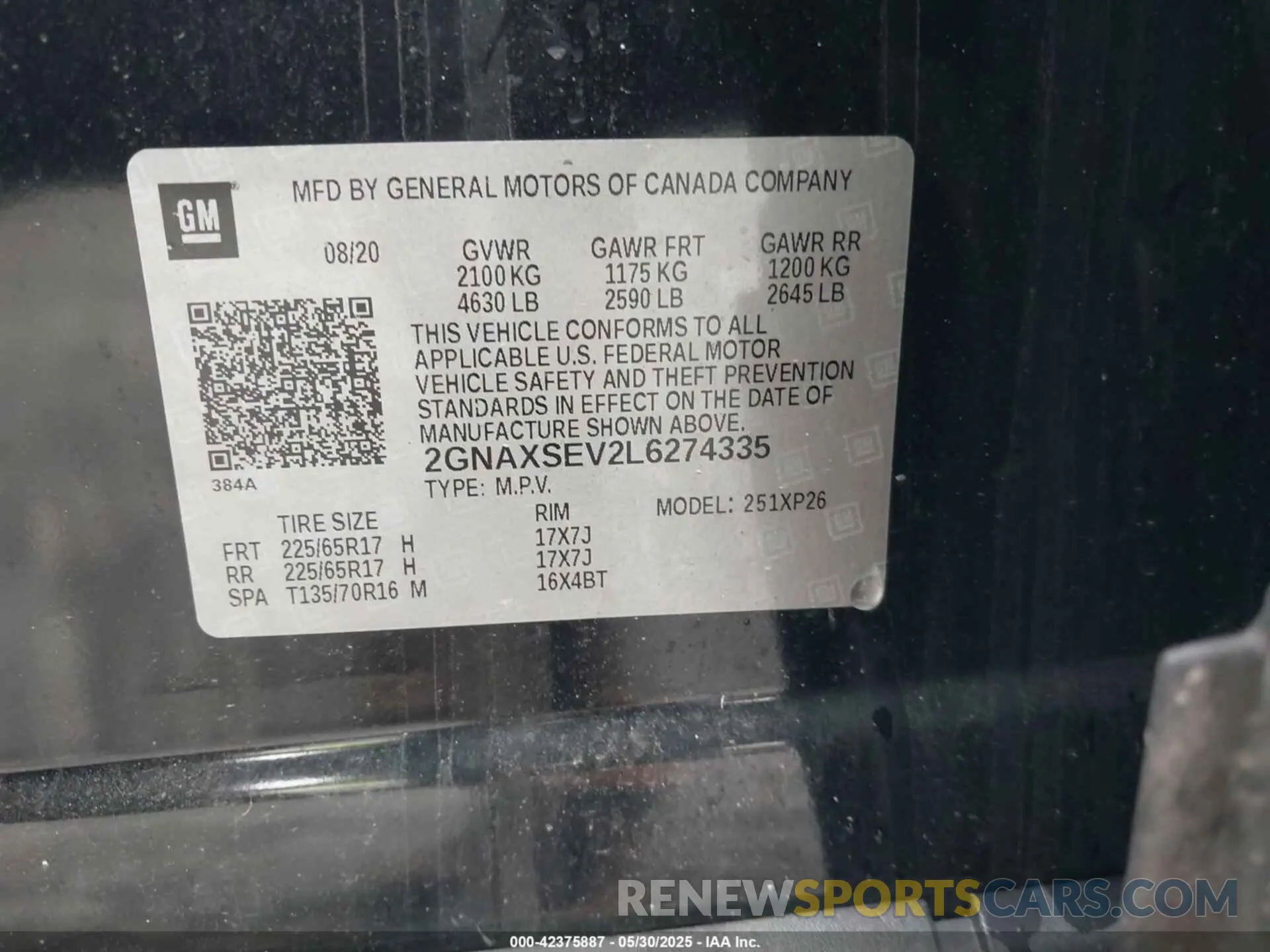 9 Photograph of a damaged car 2GNAXSEV2L6274335 CHEVROLET EQUINOX 2020