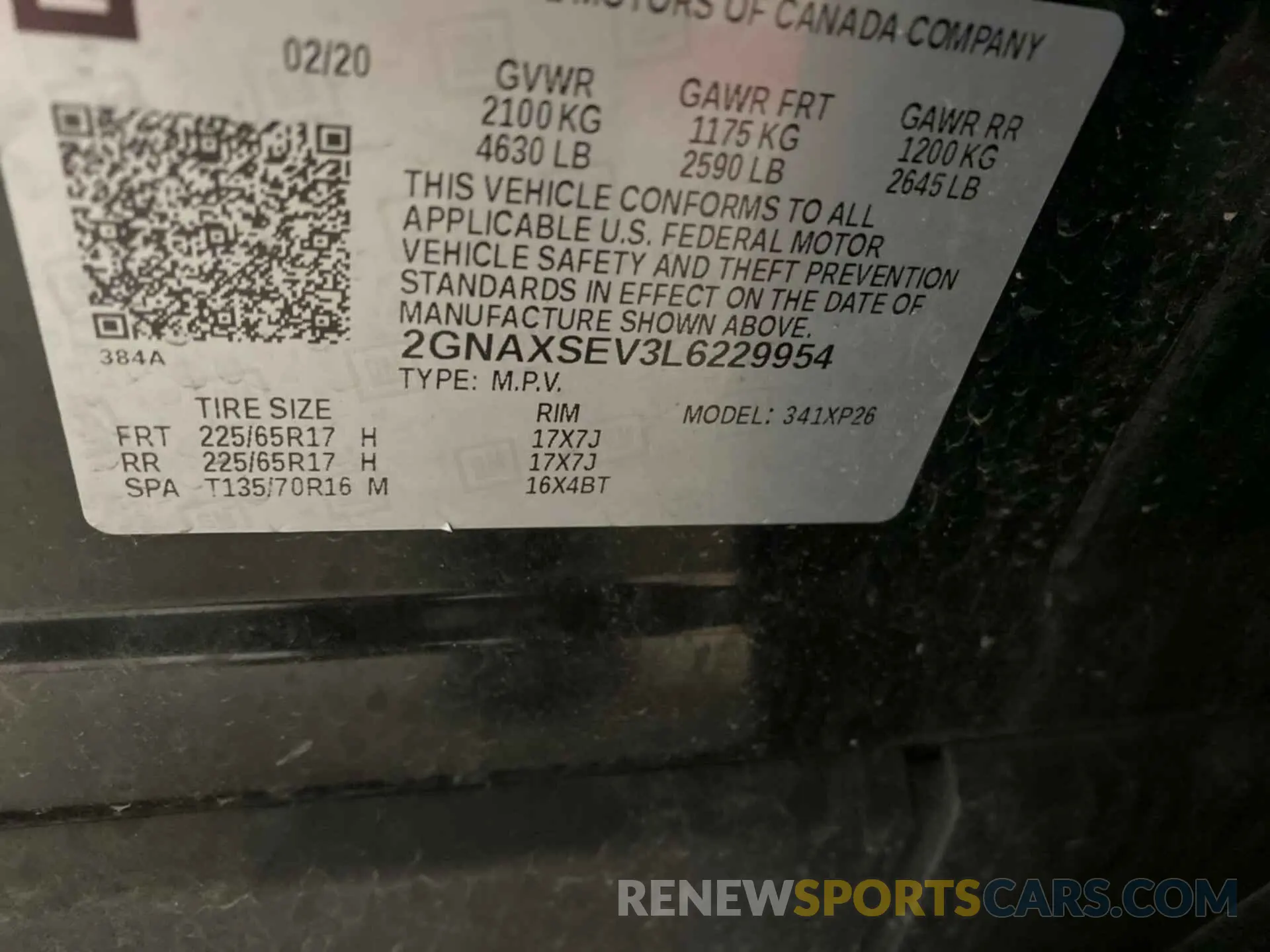 33 Photograph of a damaged car 2GNAXSEV3L6229954 CHEVROLET EQUINOX 2020