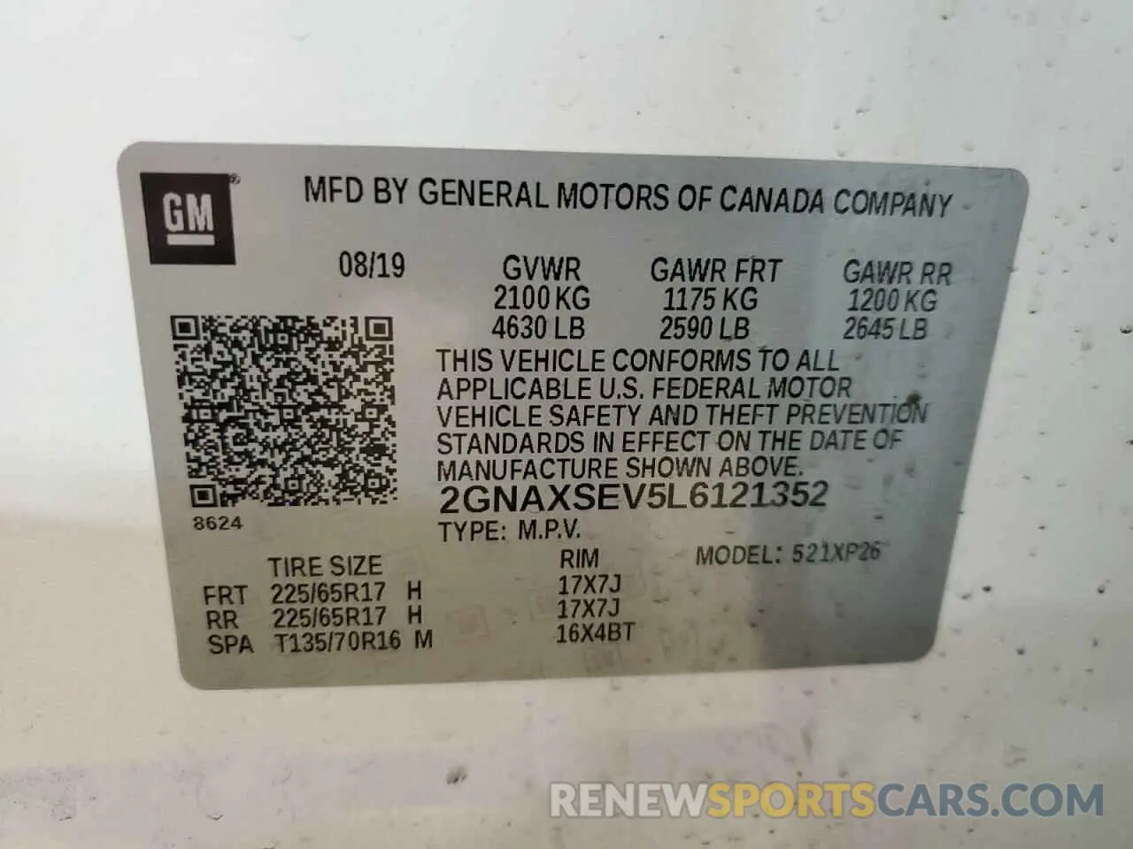 13 Photograph of a damaged car 2GNAXSEV5L6121352 CHEVROLET EQUINOX 2020