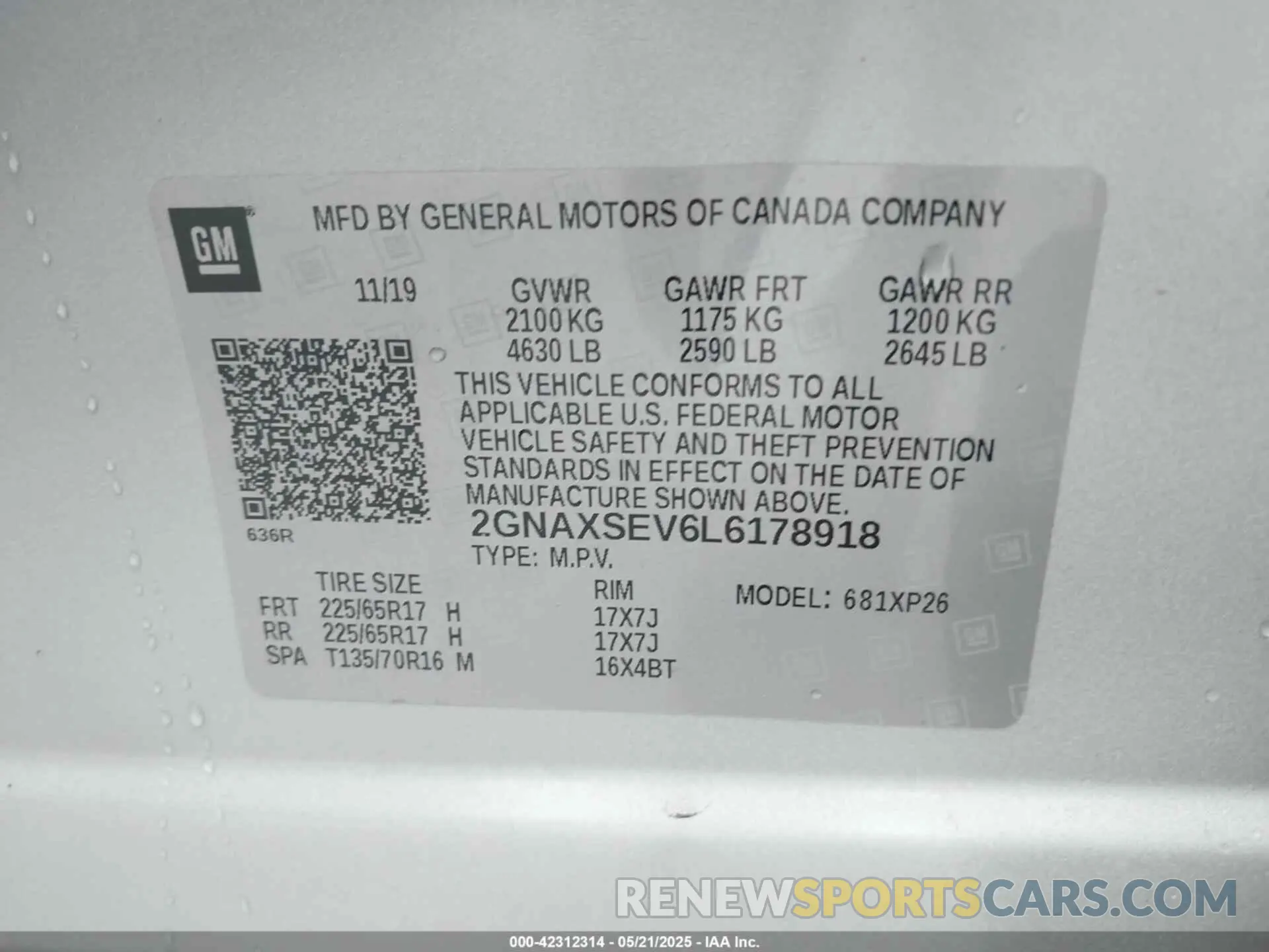 9 Photograph of a damaged car 2GNAXSEV6L6178918 CHEVROLET EQUINOX 2020