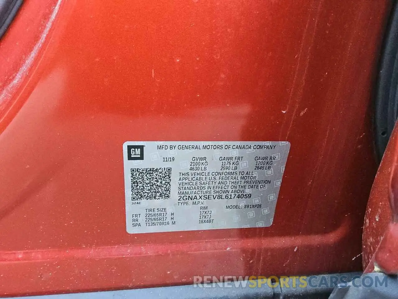 13 Photograph of a damaged car 2GNAXSEV8L6174059 CHEVROLET EQUINOX 2020