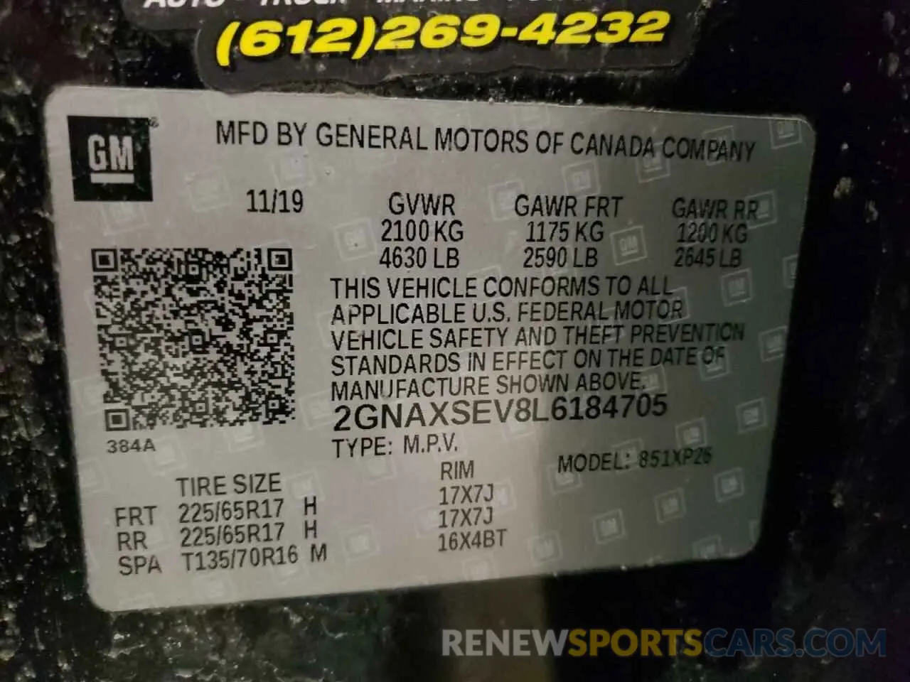 13 Photograph of a damaged car 2GNAXSEV8L6184705 CHEVROLET EQUINOX 2020