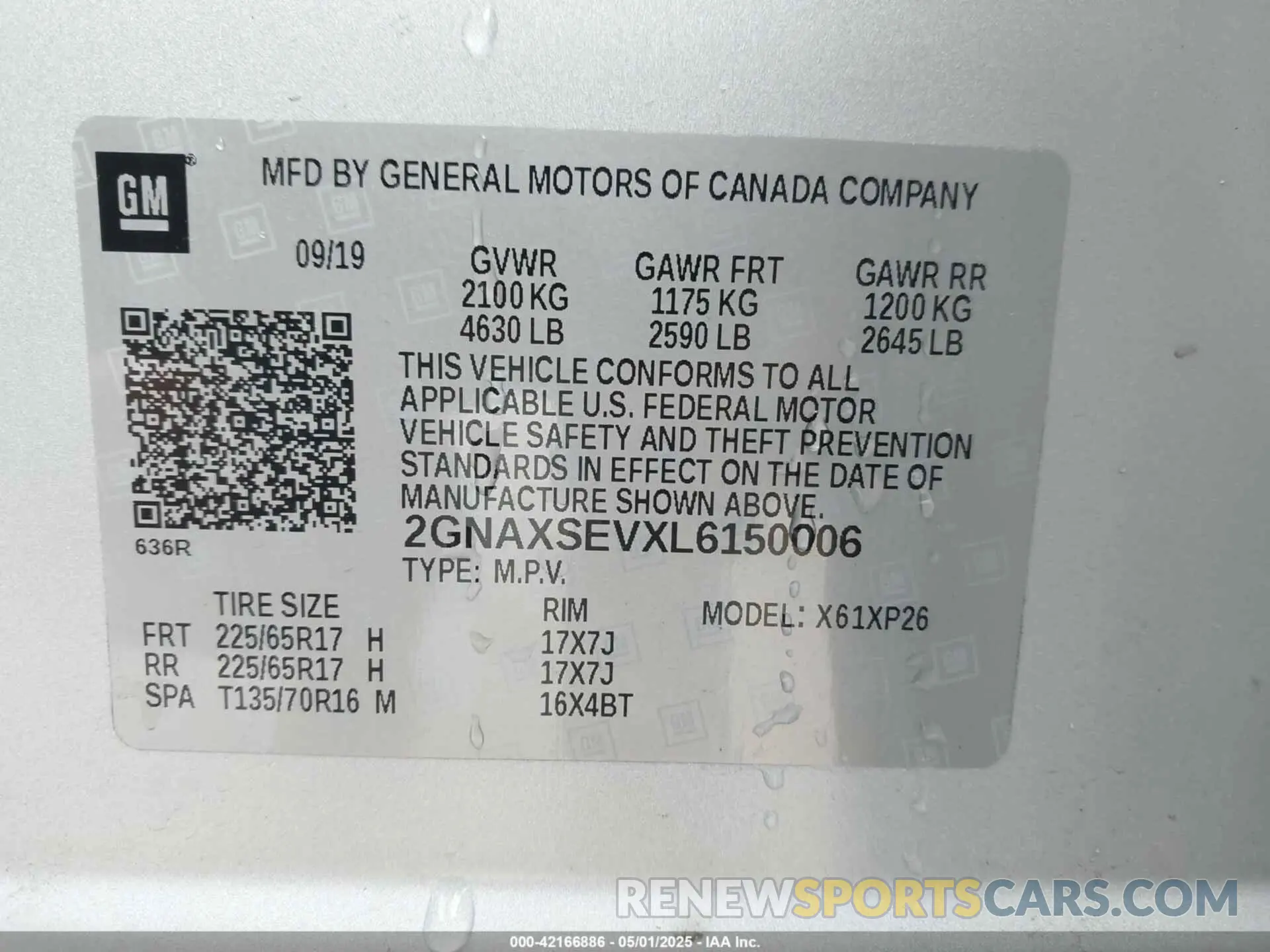 9 Photograph of a damaged car 2GNAXSEVXL6150006 CHEVROLET EQUINOX 2020