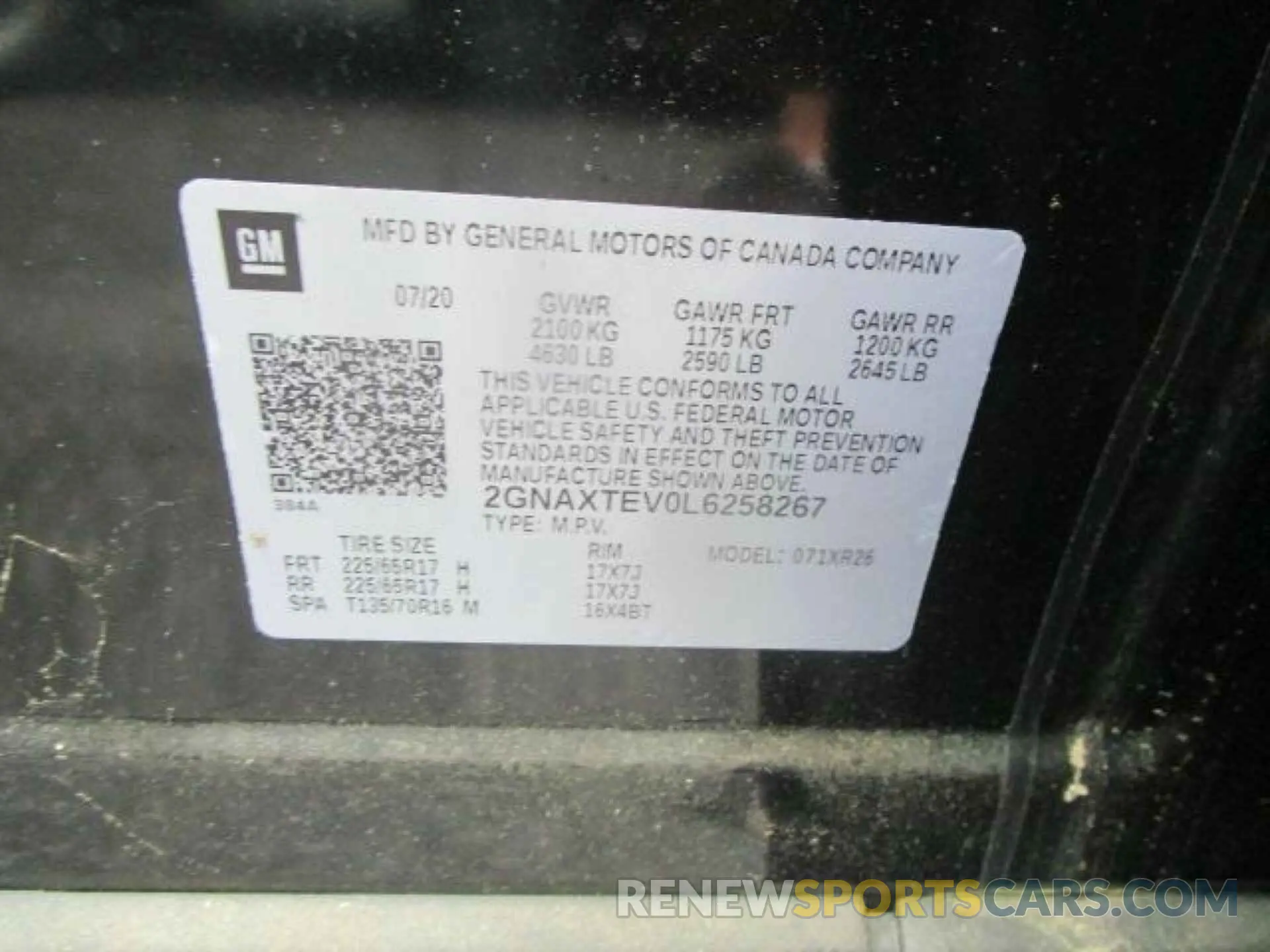 3 Photograph of a damaged car 2GNAXTEV0L6258267 CHEVROLET EQUINOX 2020