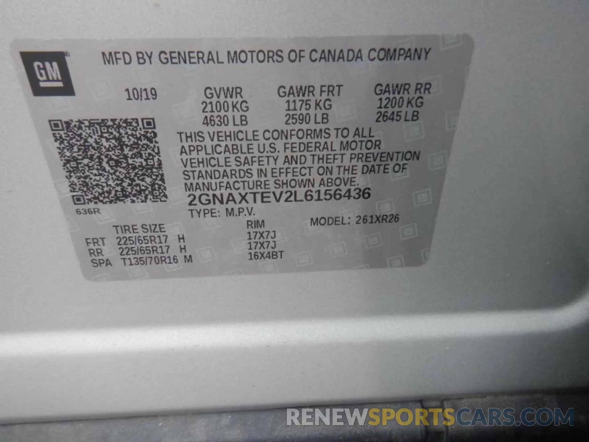 5 Photograph of a damaged car 2GNAXTEV2L6156436 CHEVROLET EQUINOX 2020
