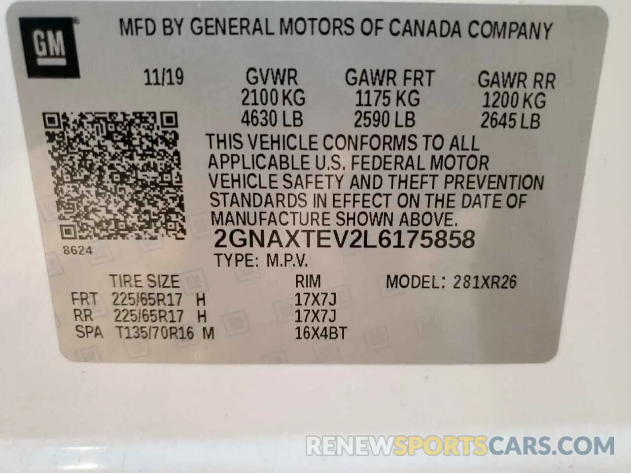 15 Photograph of a damaged car 2GNAXTEV2L6175858 CHEVROLET EQUINOX 2020