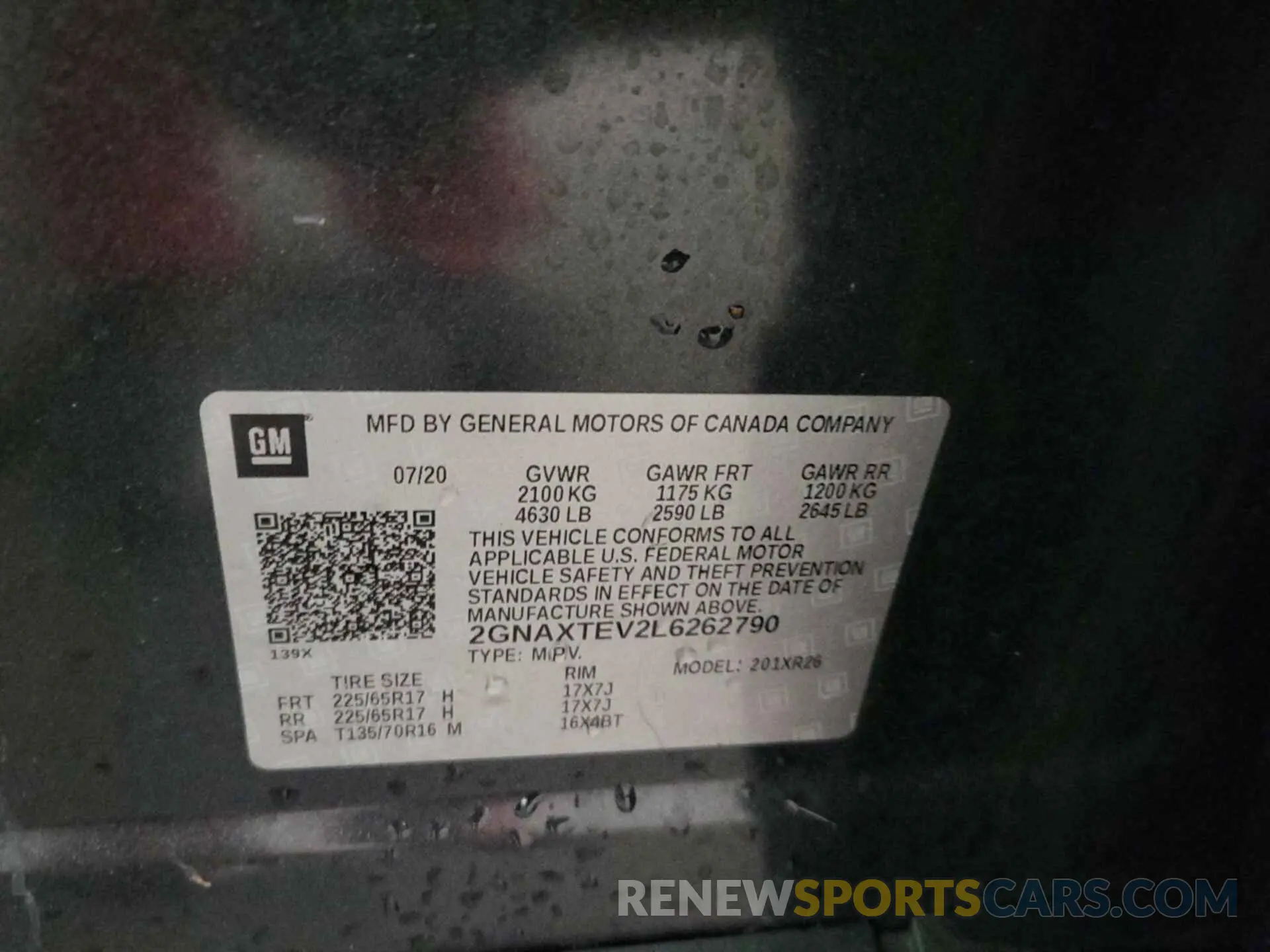 49 Photograph of a damaged car 2GNAXTEV2L6262790 CHEVROLET EQUINOX 2020