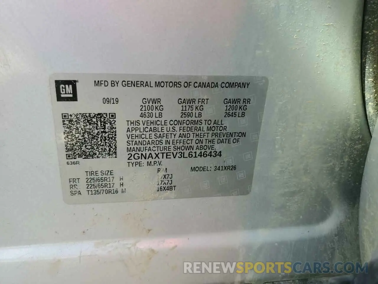 14 Photograph of a damaged car 2GNAXTEV3L6146434 CHEVROLET EQUINOX 2020