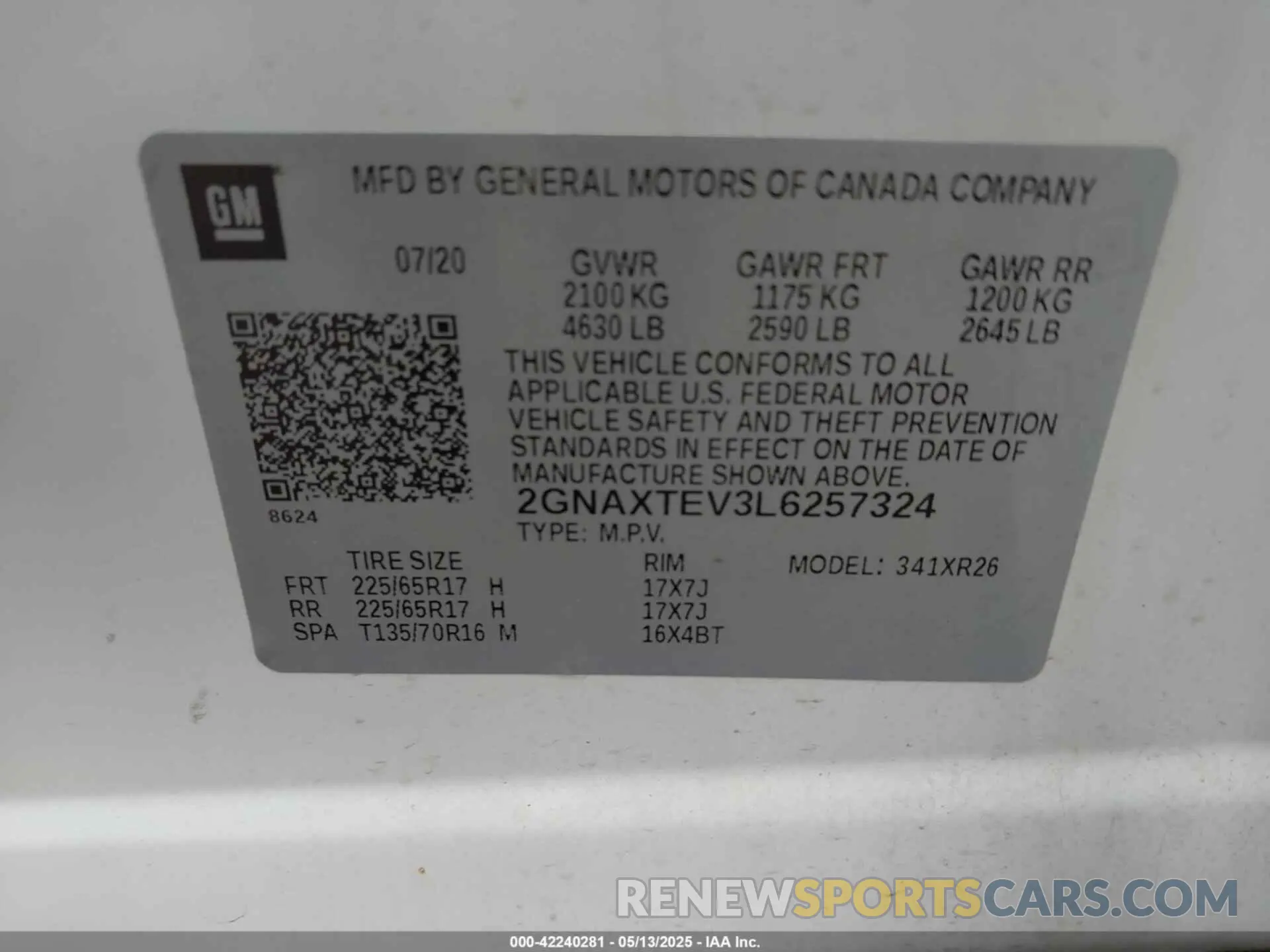 9 Photograph of a damaged car 2GNAXTEV3L6257324 CHEVROLET EQUINOX 2020