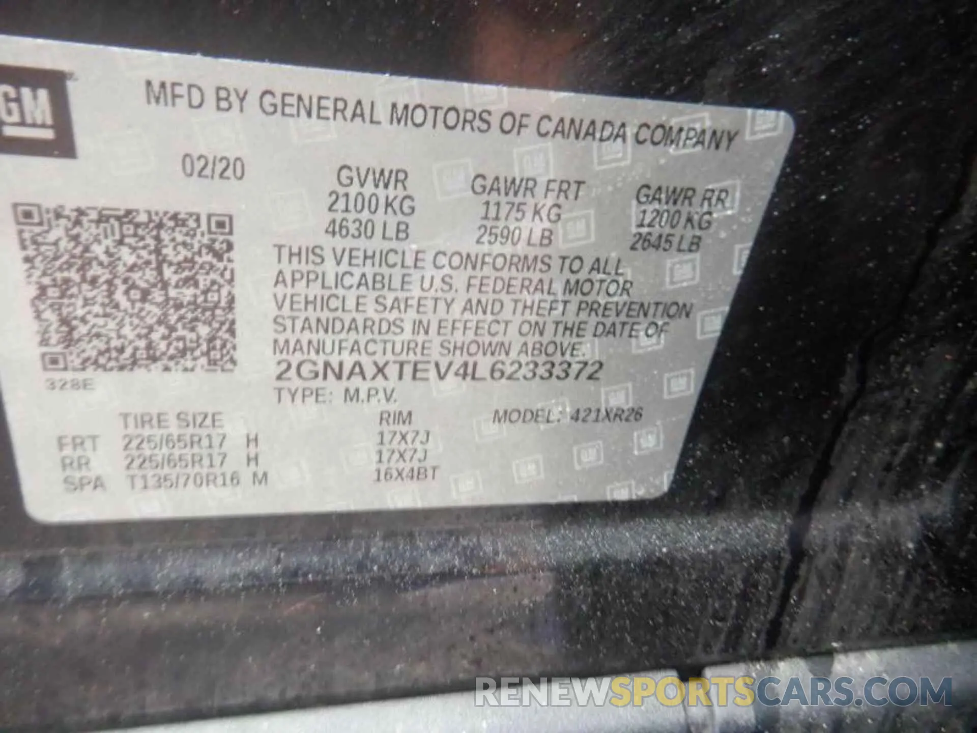 8 Photograph of a damaged car 2GNAXTEV4L6233372 CHEVROLET EQUINOX 2020