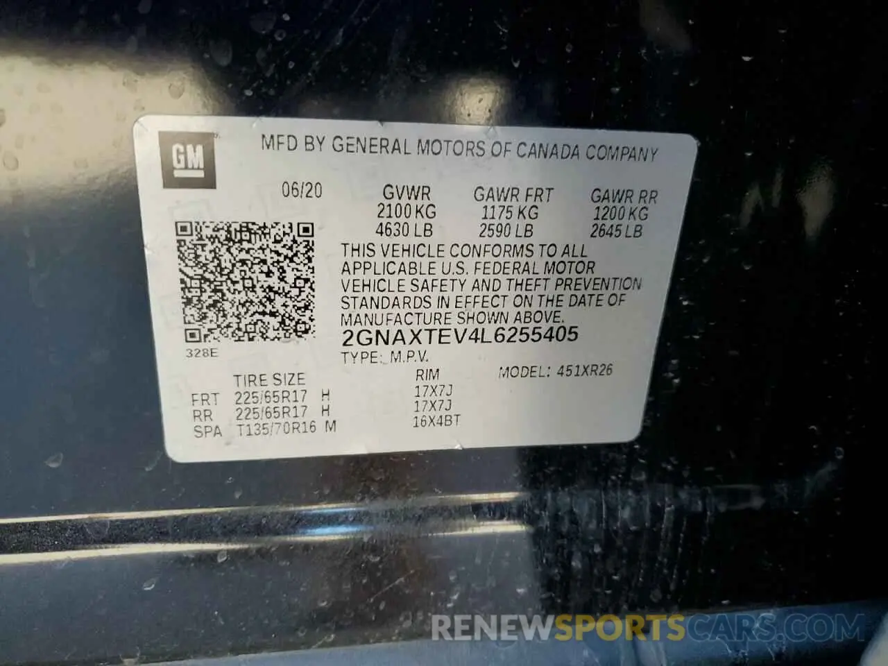 13 Photograph of a damaged car 2GNAXTEV4L6255405 CHEVROLET EQUINOX 2020