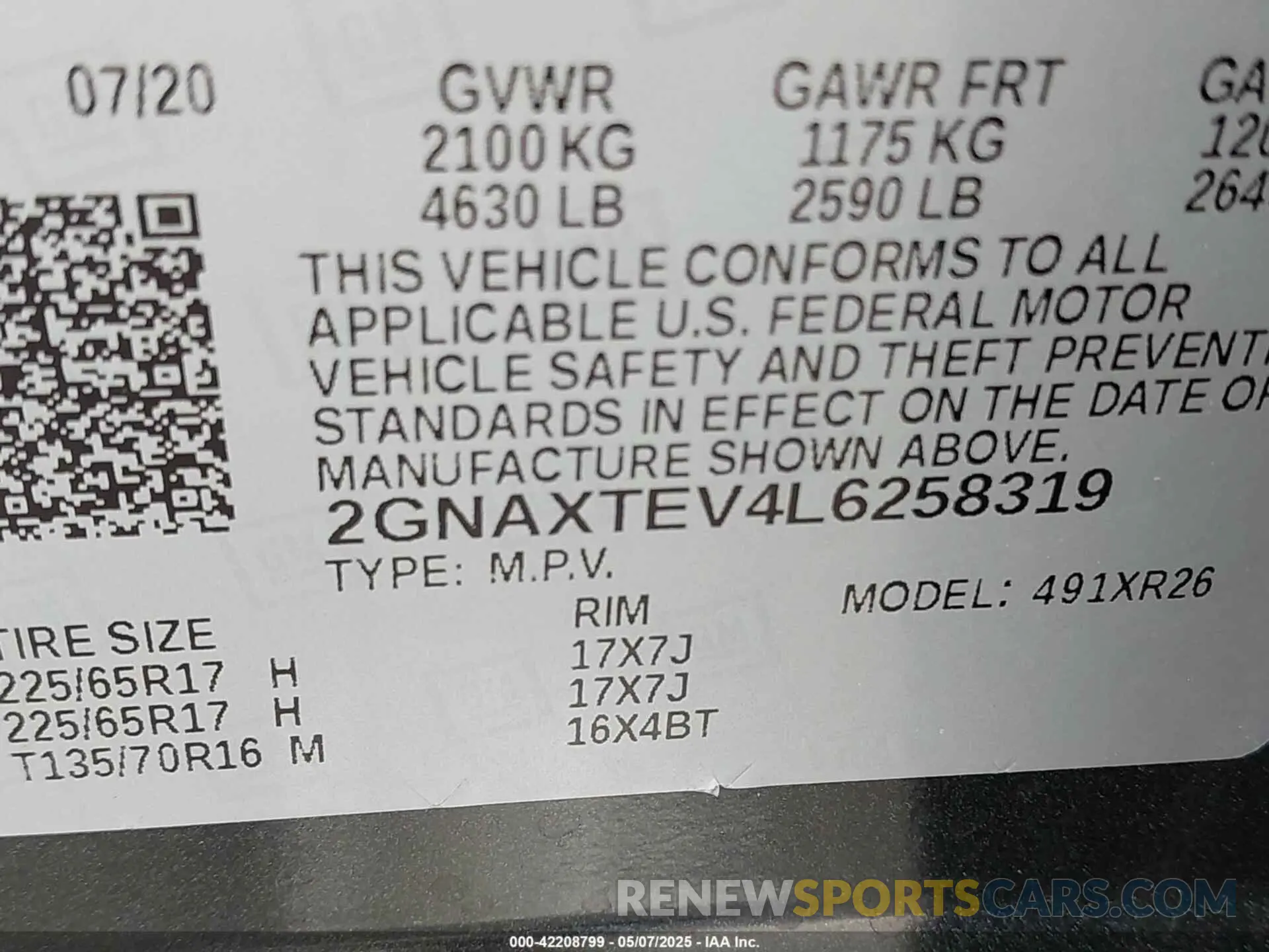 9 Photograph of a damaged car 2GNAXTEV4L6258319 CHEVROLET EQUINOX 2020