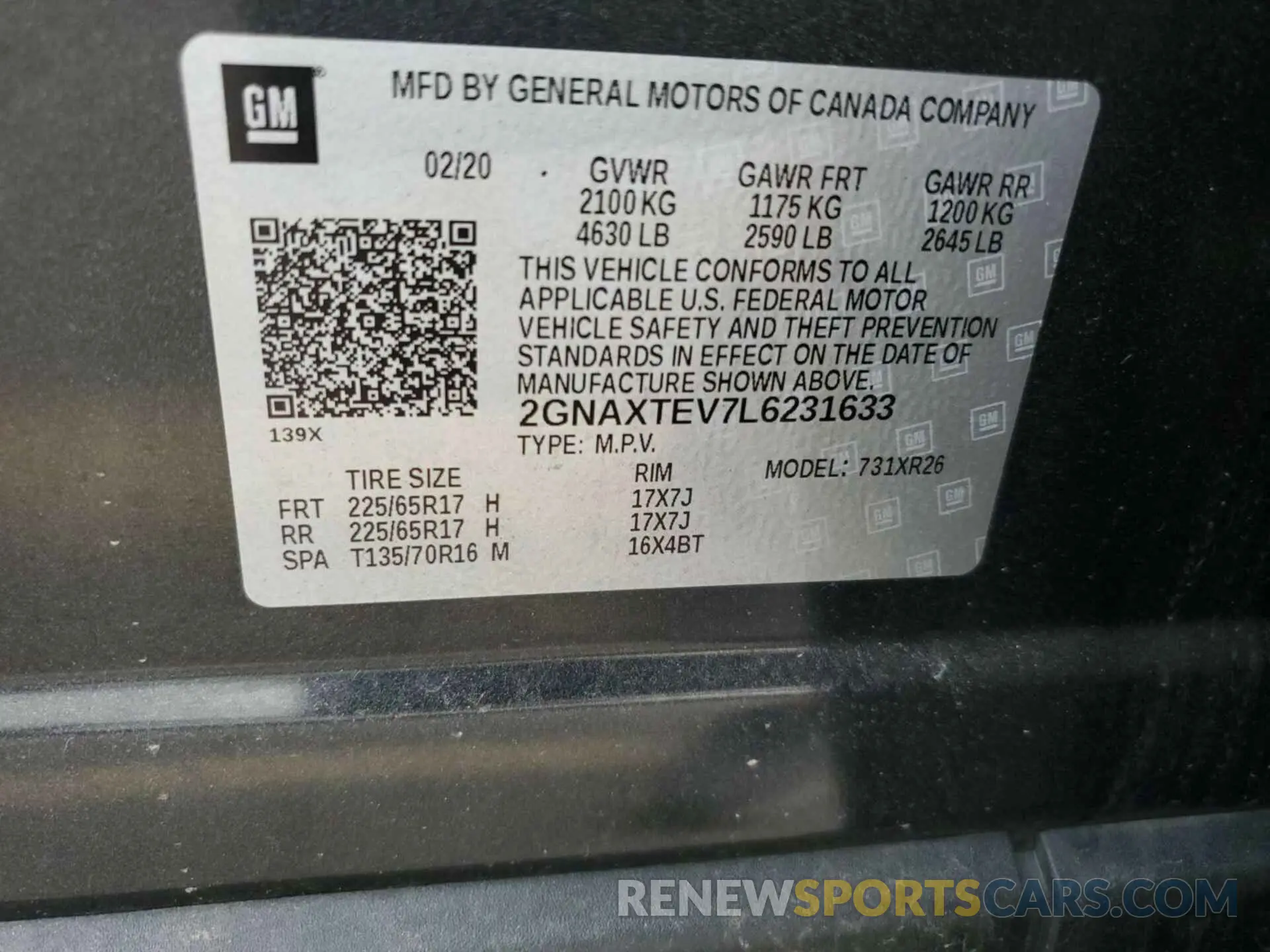 9 Photograph of a damaged car 2GNAXTEV7L6231633 CHEVROLET EQUINOX 2020