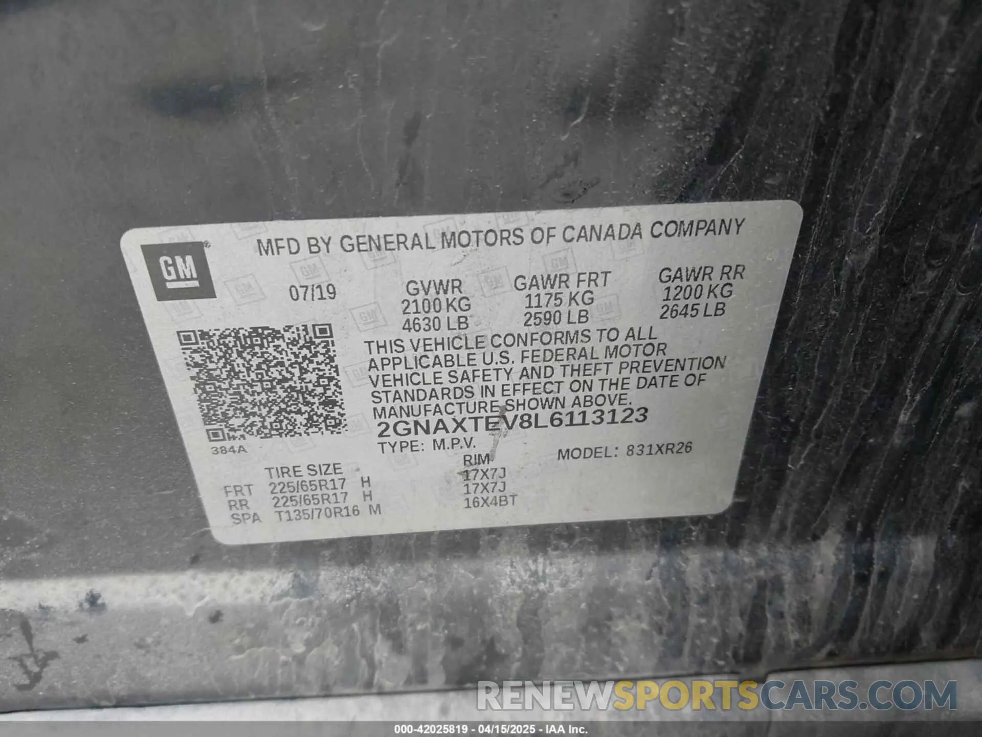 9 Photograph of a damaged car 2GNAXTEV8L6113123 CHEVROLET EQUINOX 2020