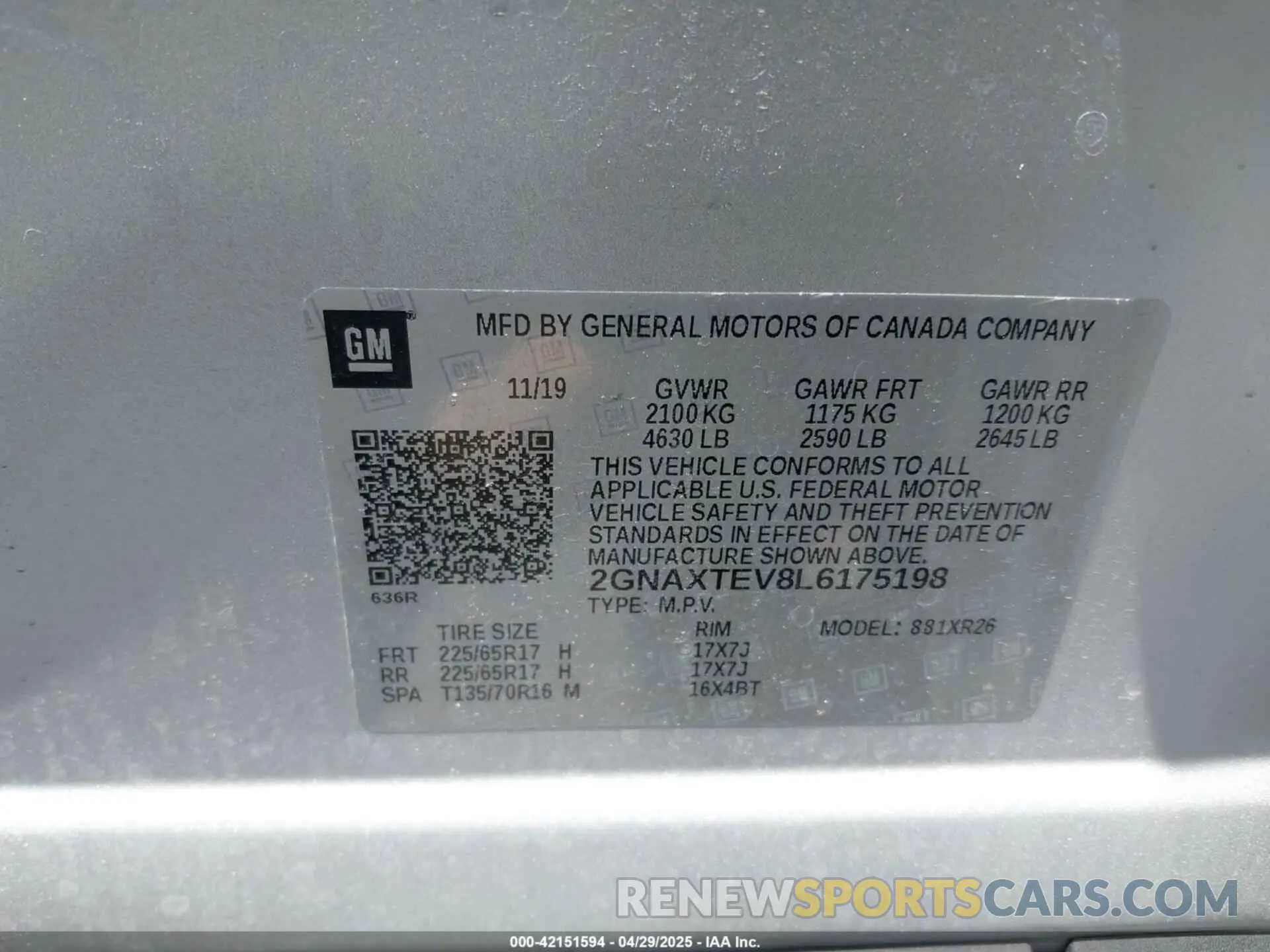 9 Photograph of a damaged car 2GNAXTEV8L6175198 CHEVROLET EQUINOX 2020