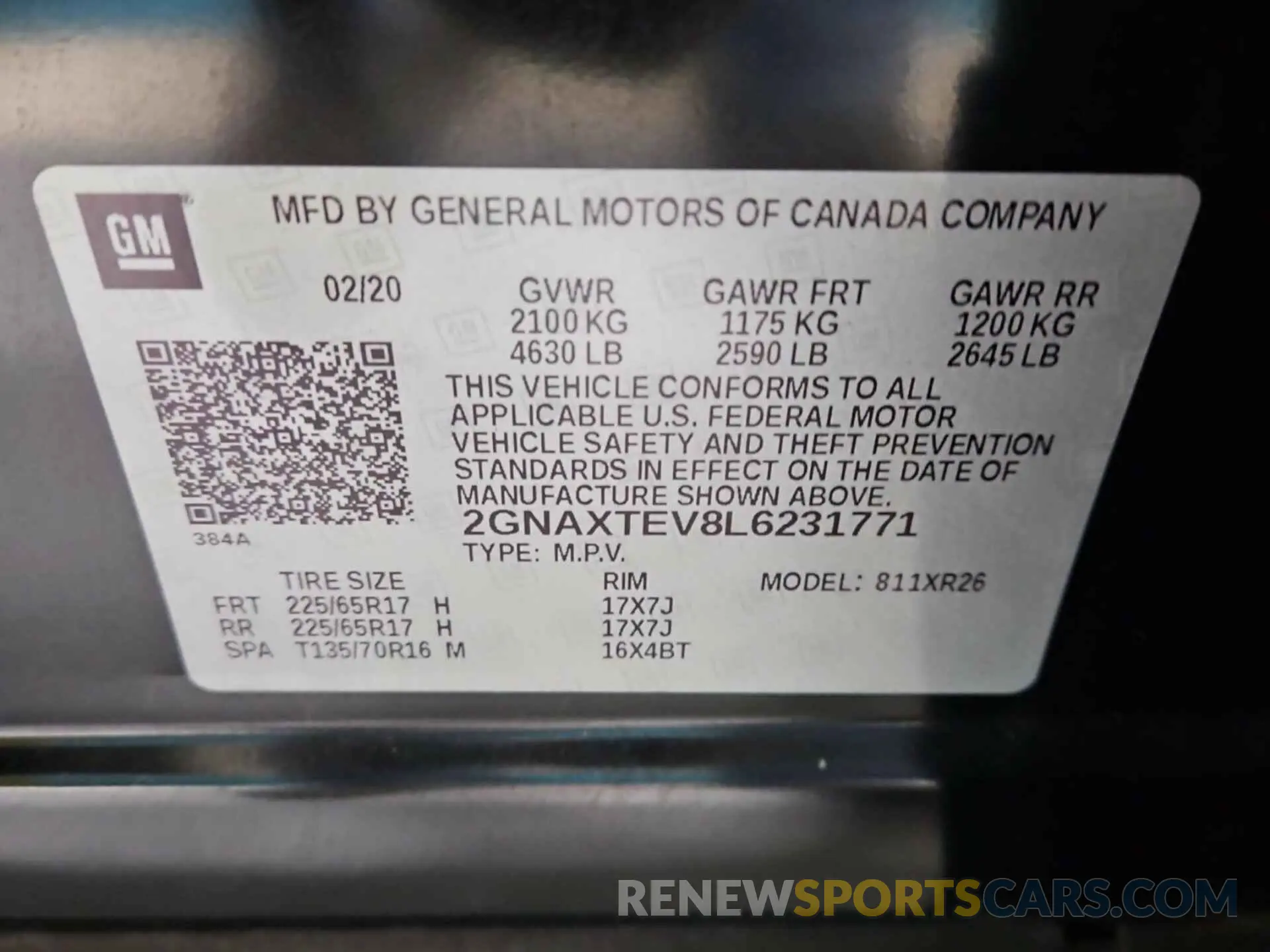 7 Photograph of a damaged car 2GNAXTEV8L6231771 CHEVROLET EQUINOX 2020