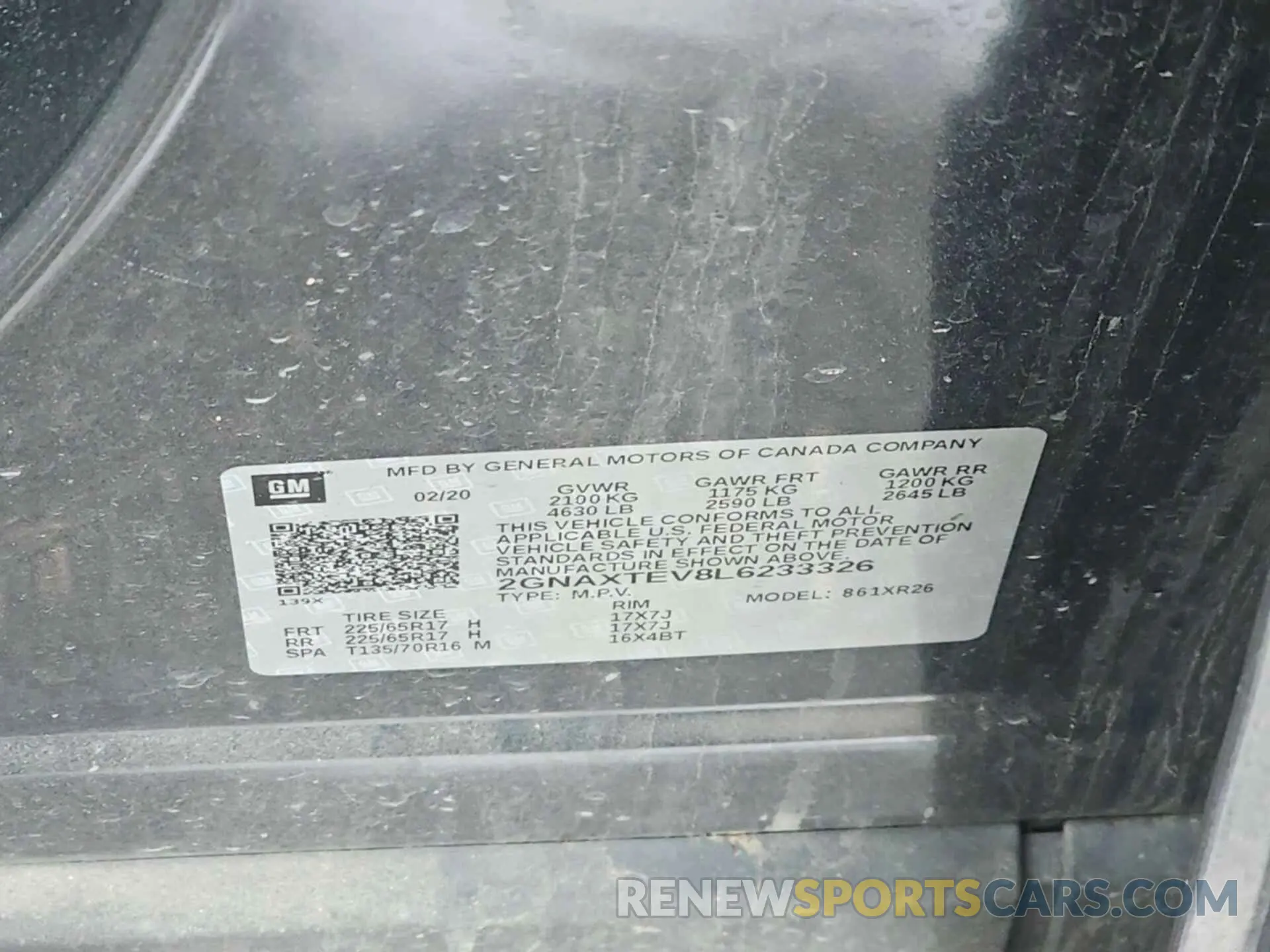 21 Photograph of a damaged car 2GNAXTEV8L6233326 CHEVROLET EQUINOX 2020