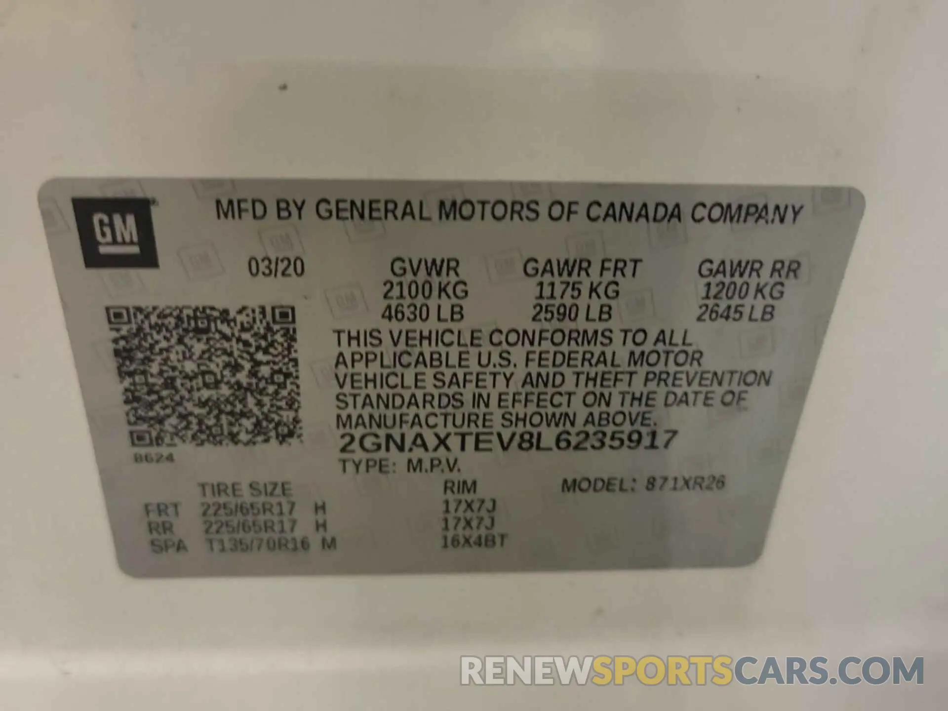 19 Photograph of a damaged car 2GNAXTEV8L6235917 CHEVROLET EQUINOX 2020