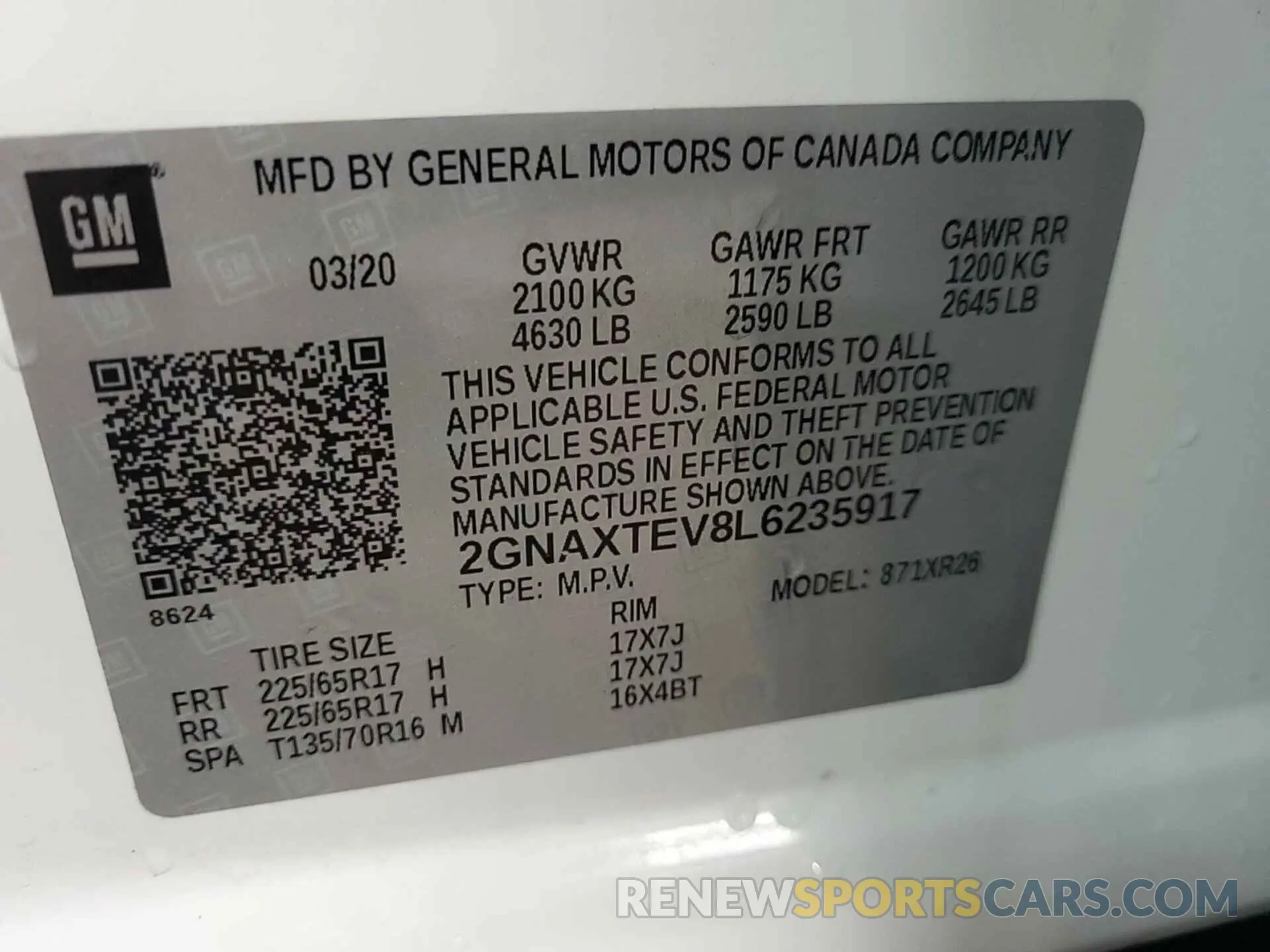 23 Photograph of a damaged car 2GNAXTEV8L6235917 CHEVROLET EQUINOX 2020