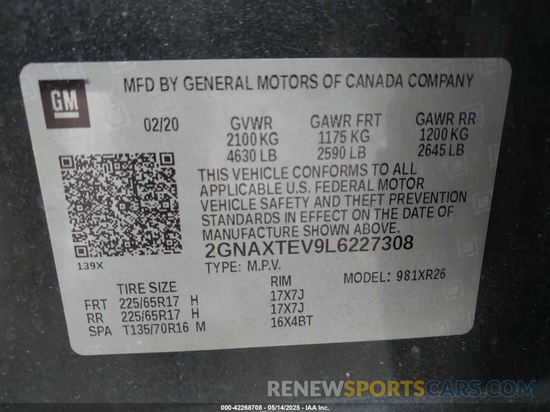 9 Photograph of a damaged car 2GNAXTEV9L6227308 CHEVROLET EQUINOX 2020