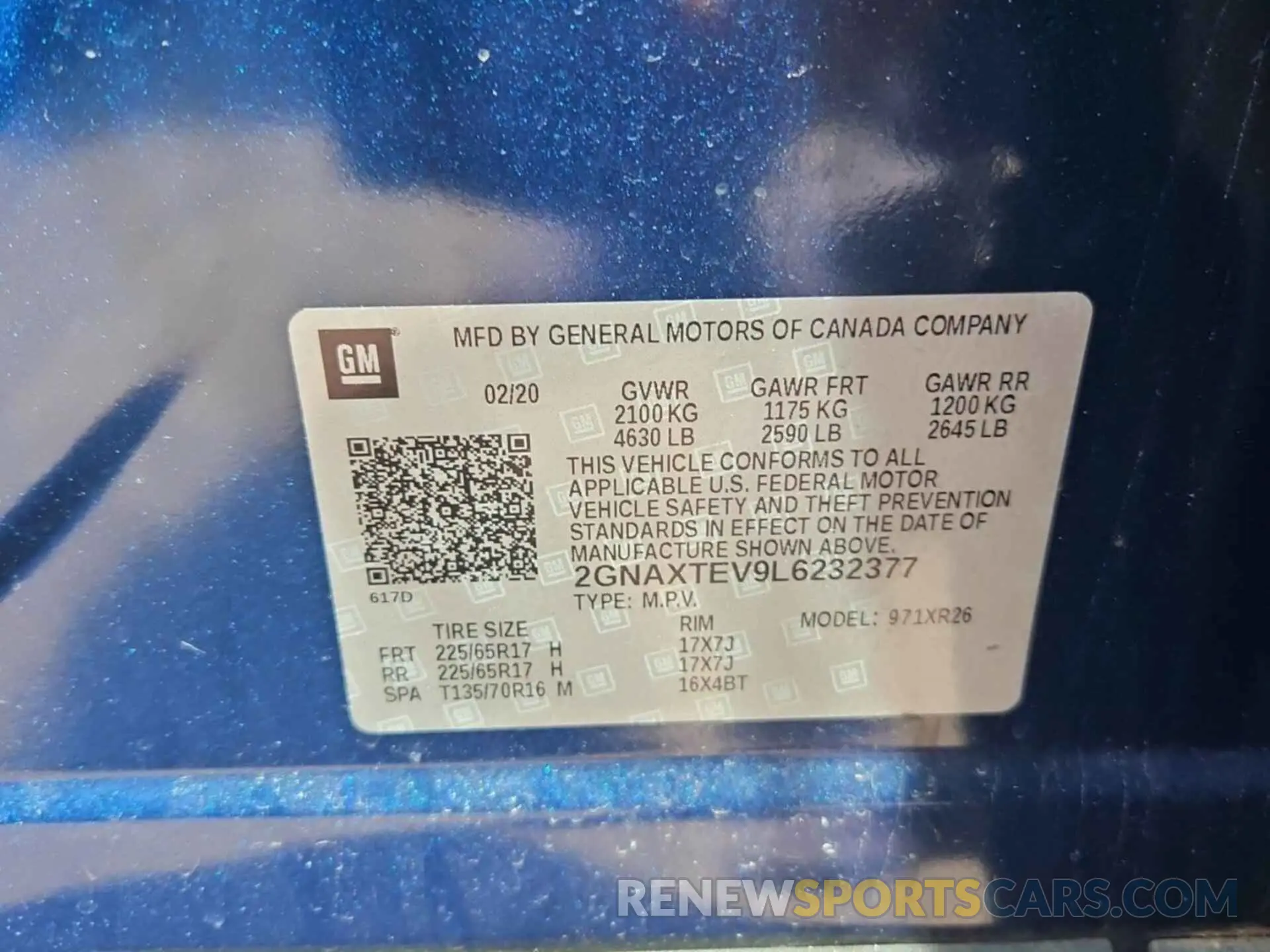 16 Photograph of a damaged car 2GNAXTEV9L6232377 CHEVROLET EQUINOX 2020