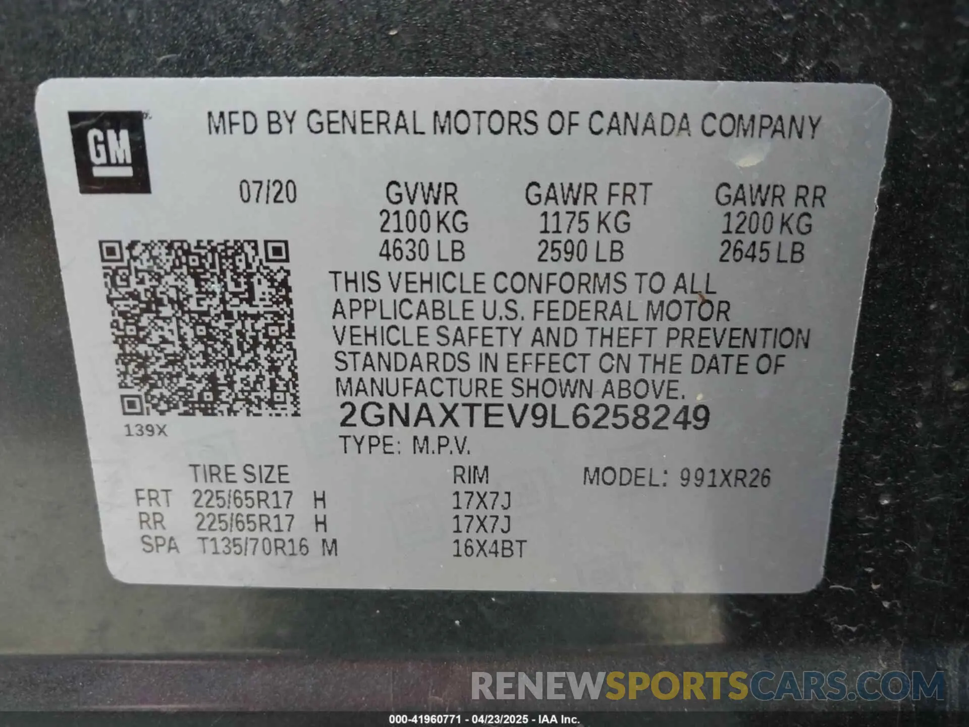 9 Photograph of a damaged car 2GNAXTEV9L6258249 CHEVROLET EQUINOX 2020