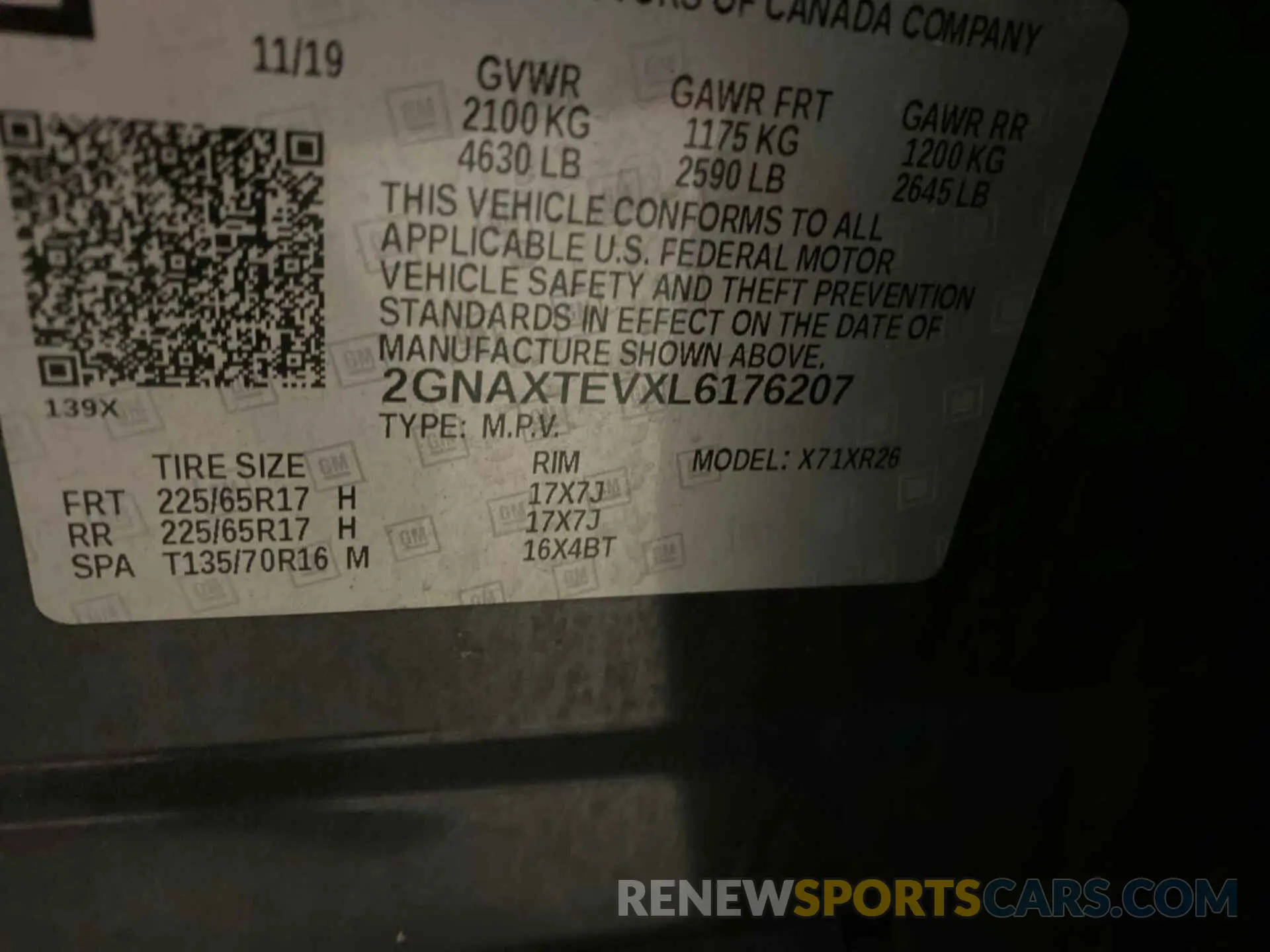 3 Photograph of a damaged car 2GNAXTEVXL6176207 CHEVROLET EQUINOX 2020