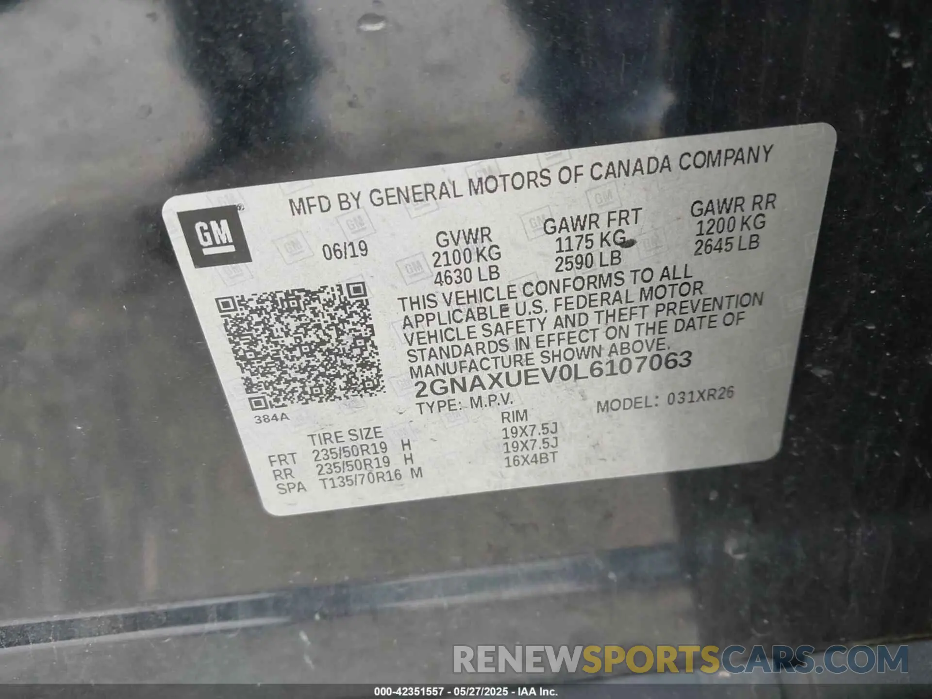 9 Photograph of a damaged car 2GNAXUEV0L6107063 CHEVROLET EQUINOX 2020