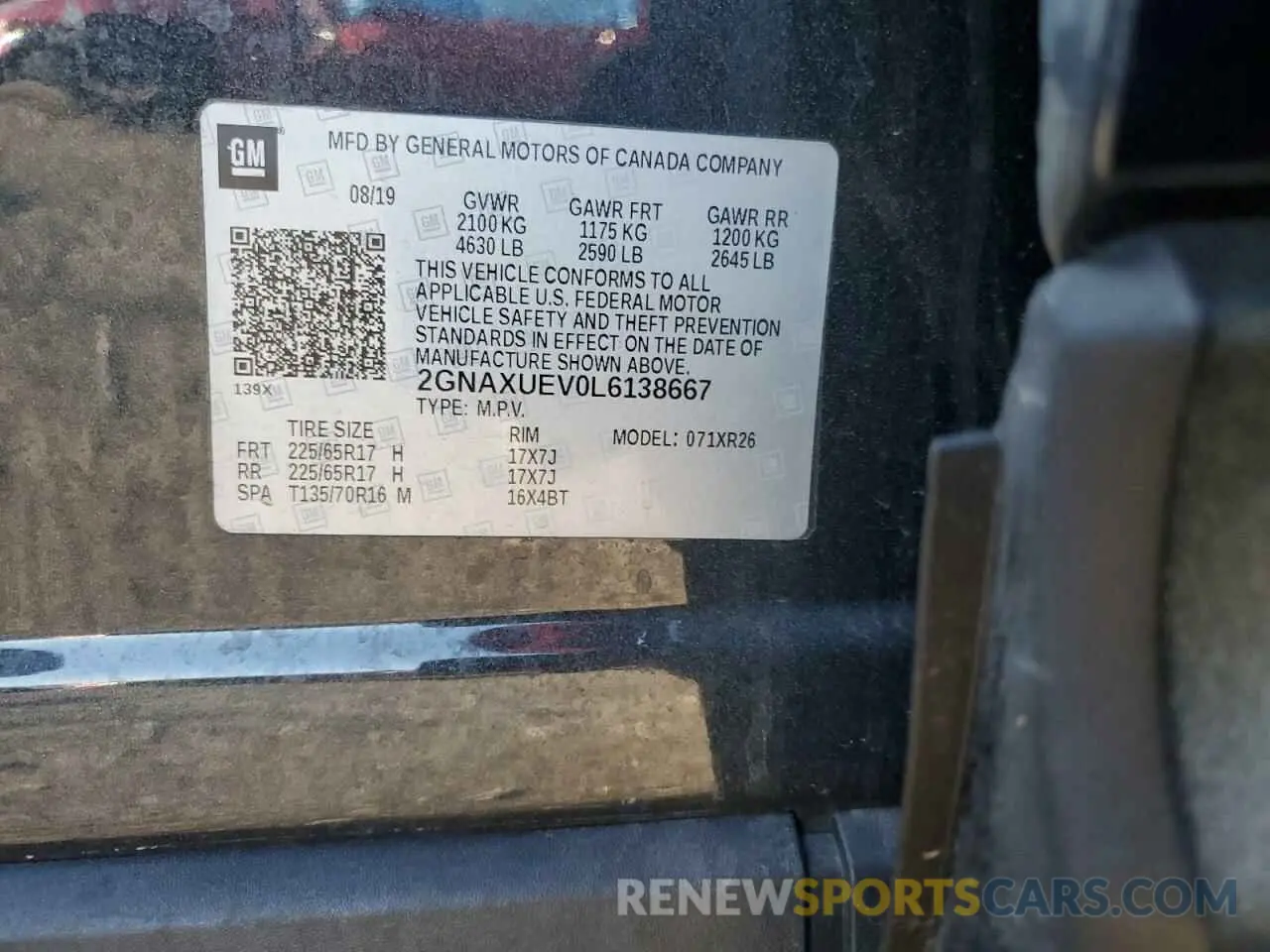 14 Photograph of a damaged car 2GNAXUEV0L6138667 CHEVROLET EQUINOX 2020