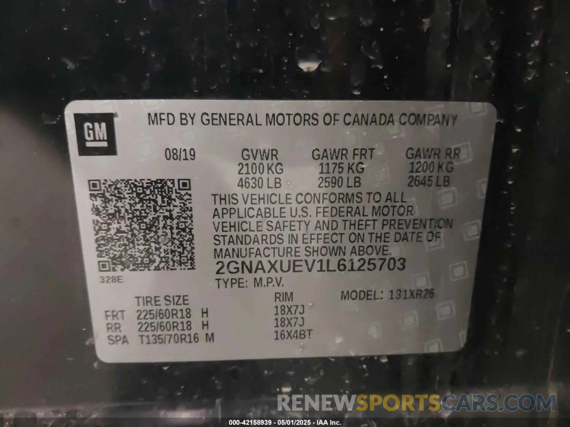 9 Photograph of a damaged car 2GNAXUEV1L6125703 CHEVROLET EQUINOX 2020