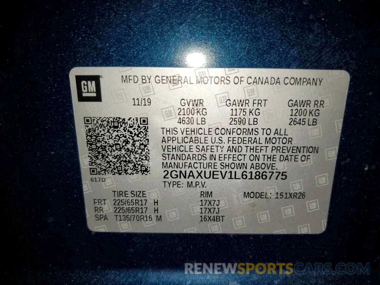 13 Photograph of a damaged car 2GNAXUEV1L6186775 CHEVROLET EQUINOX 2020