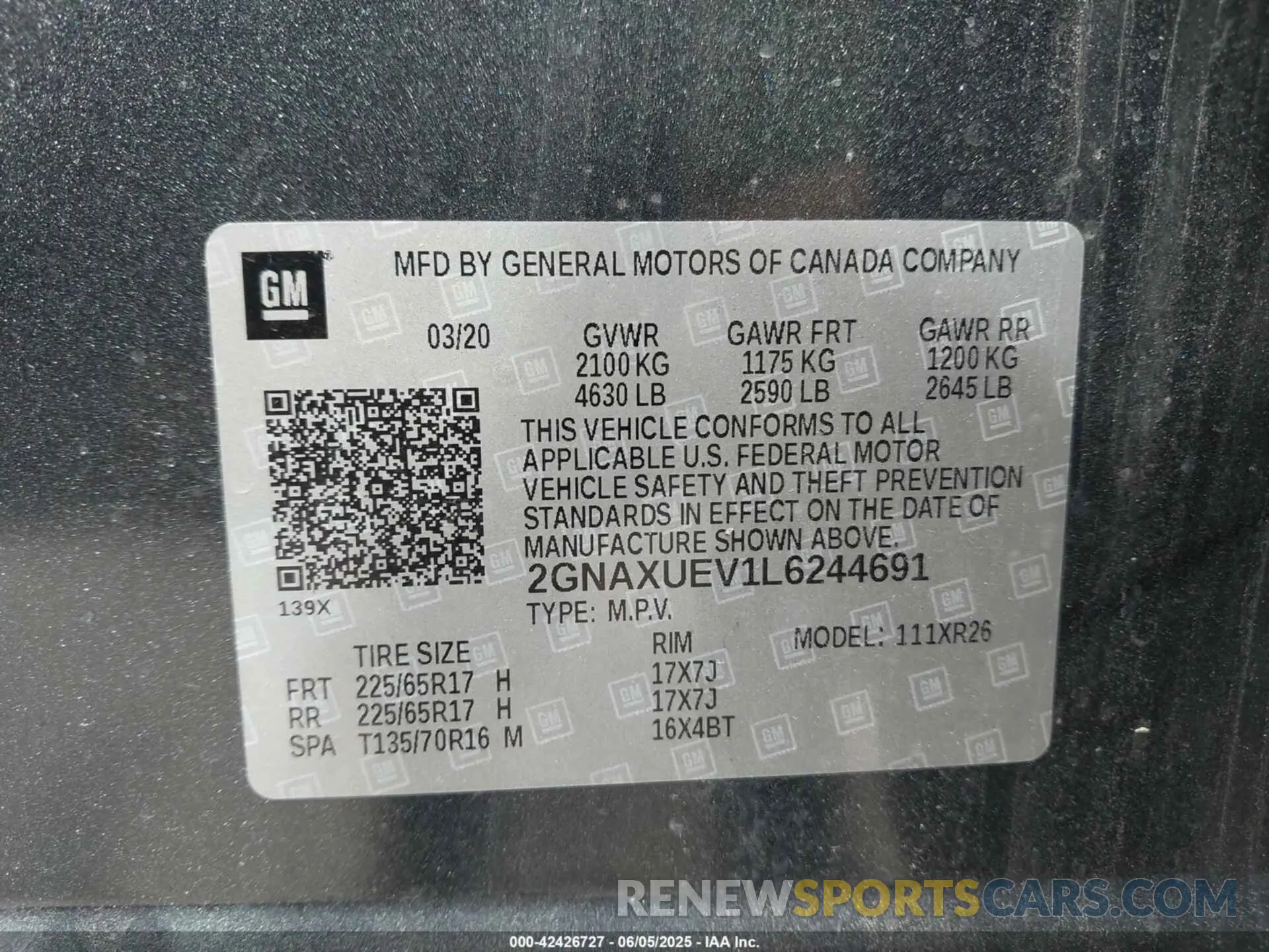 9 Photograph of a damaged car 2GNAXUEV1L6244691 CHEVROLET EQUINOX 2020