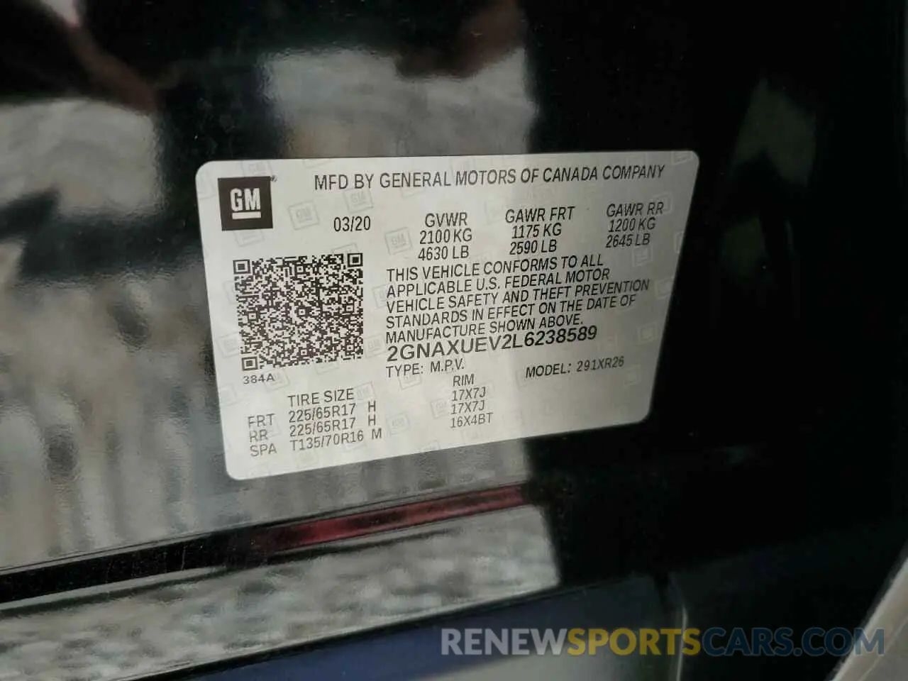13 Photograph of a damaged car 2GNAXUEV2L6238589 CHEVROLET EQUINOX 2020
