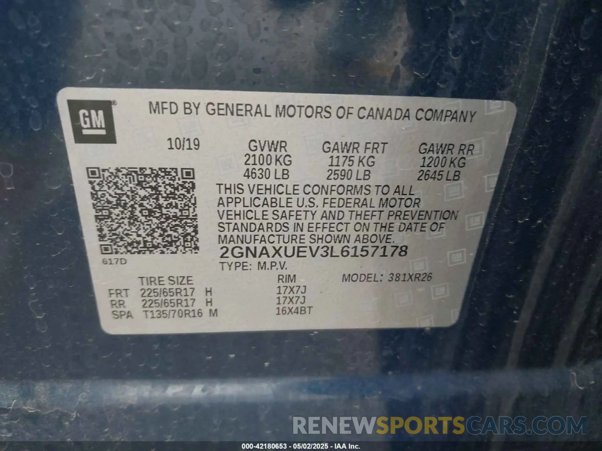 9 Photograph of a damaged car 2GNAXUEV3L6157178 CHEVROLET EQUINOX 2020