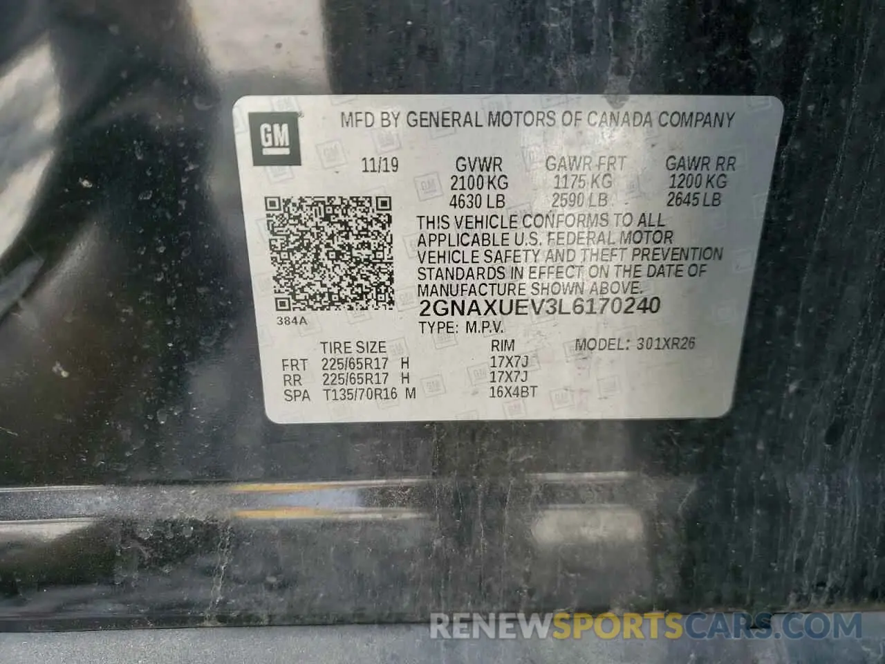 12 Photograph of a damaged car 2GNAXUEV3L6170240 CHEVROLET EQUINOX 2020